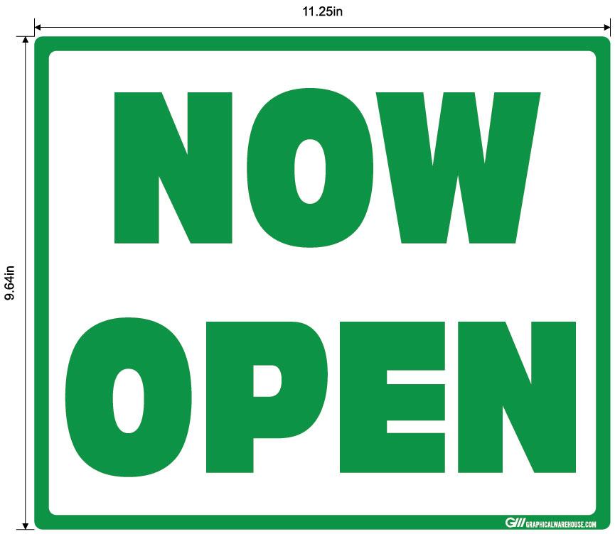 "Now Open" Adhesive Durable Vinyl Decal- Various Sizes/Colors Available