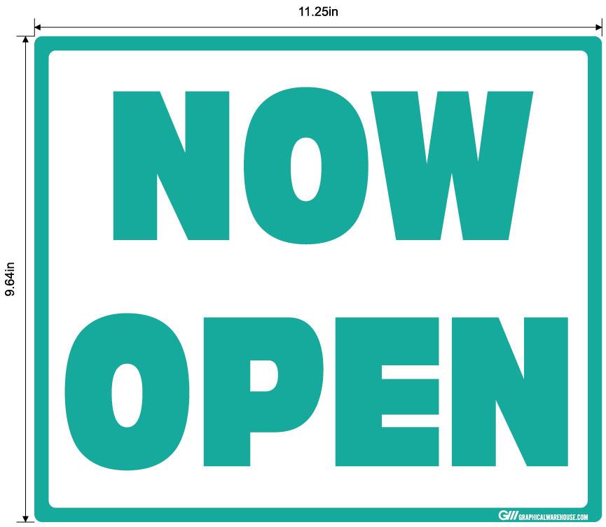 "Now Open" Adhesive Durable Vinyl Decal- Various Sizes/Colors Available