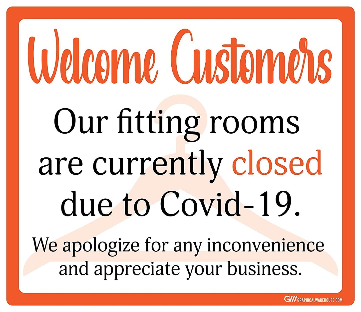 "Fitting Rooms Closed" Adhesive Durable Vinyl Decal- Various Sizes/Colors Available