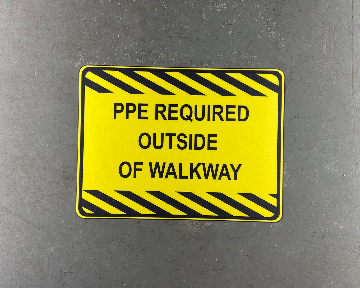 "Personal Protective Equipment Required Outside of Walkway" Durable Matte Laminated Vinyl Floor Sign- Various Sizes Available