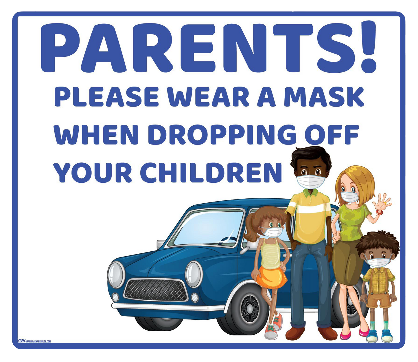 "Parents, Please Wear A Mask When Dropping Off Children" Adhesive Durable Vinyl Decal- Various Sizes/Colors Available