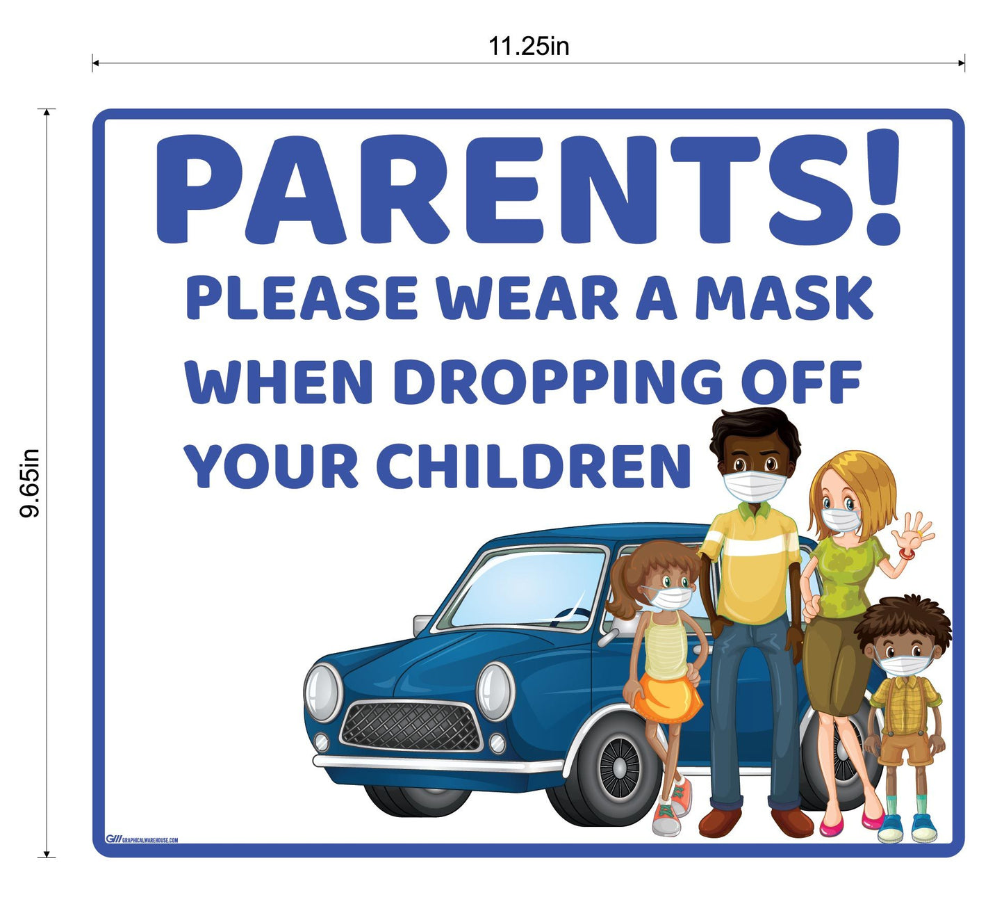 "Parents, Please Wear A Mask When Dropping Off Children" Adhesive Durable Vinyl Decal- Various Sizes/Colors Available