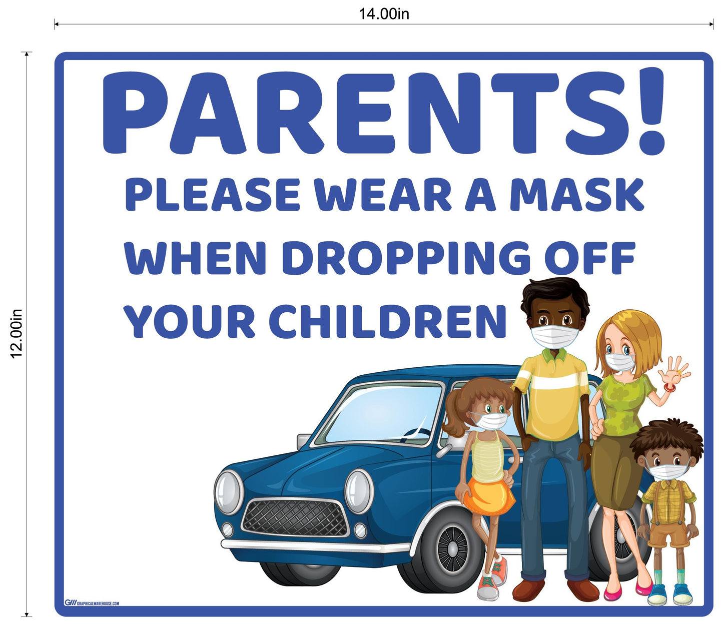 "Parents, Please Wear A Mask When Dropping Off Children" Adhesive Durable Vinyl Decal- Various Sizes/Colors Available