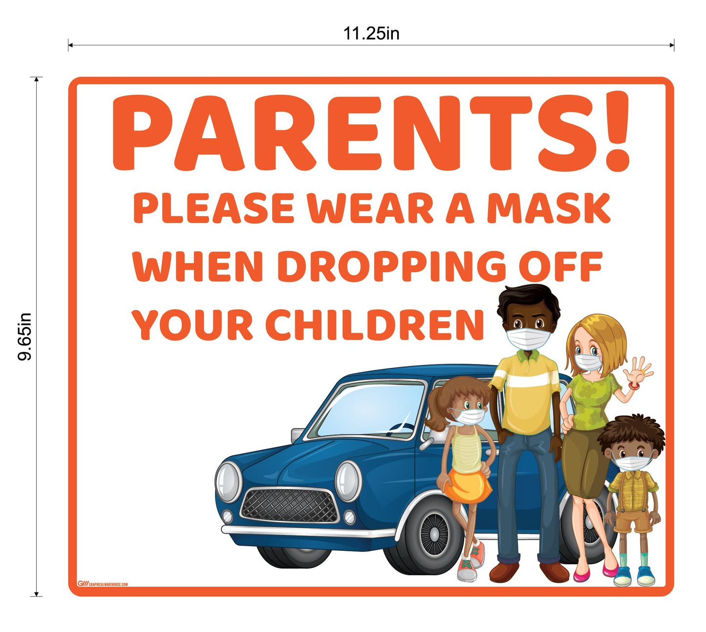"Parents, Please Wear A Mask When Dropping Off Children" Adhesive Durable Vinyl Decal- Various Sizes/Colors Available