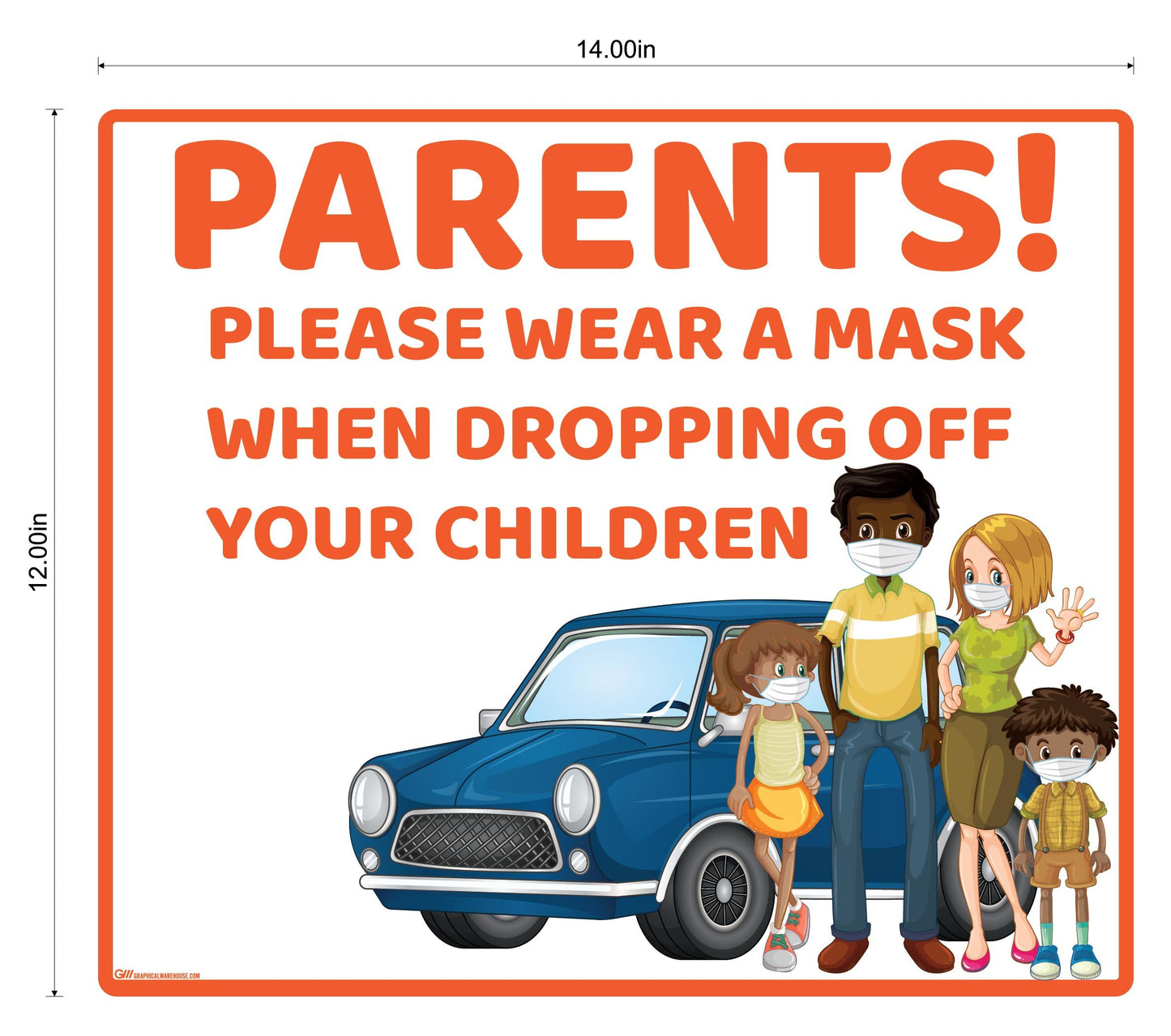 "Parents, Please Wear A Mask When Dropping Off Children" Adhesive Durable Vinyl Decal- Various Sizes/Colors Available
