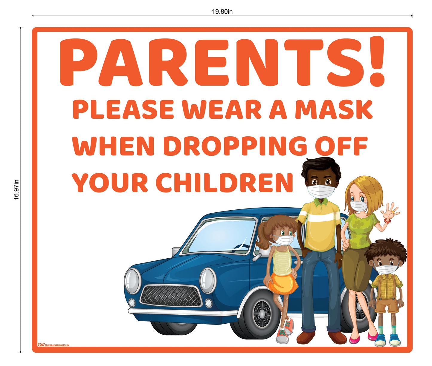 "Parents, Please Wear A Mask When Dropping Off Children" Adhesive Durable Vinyl Decal- Various Sizes/Colors Available