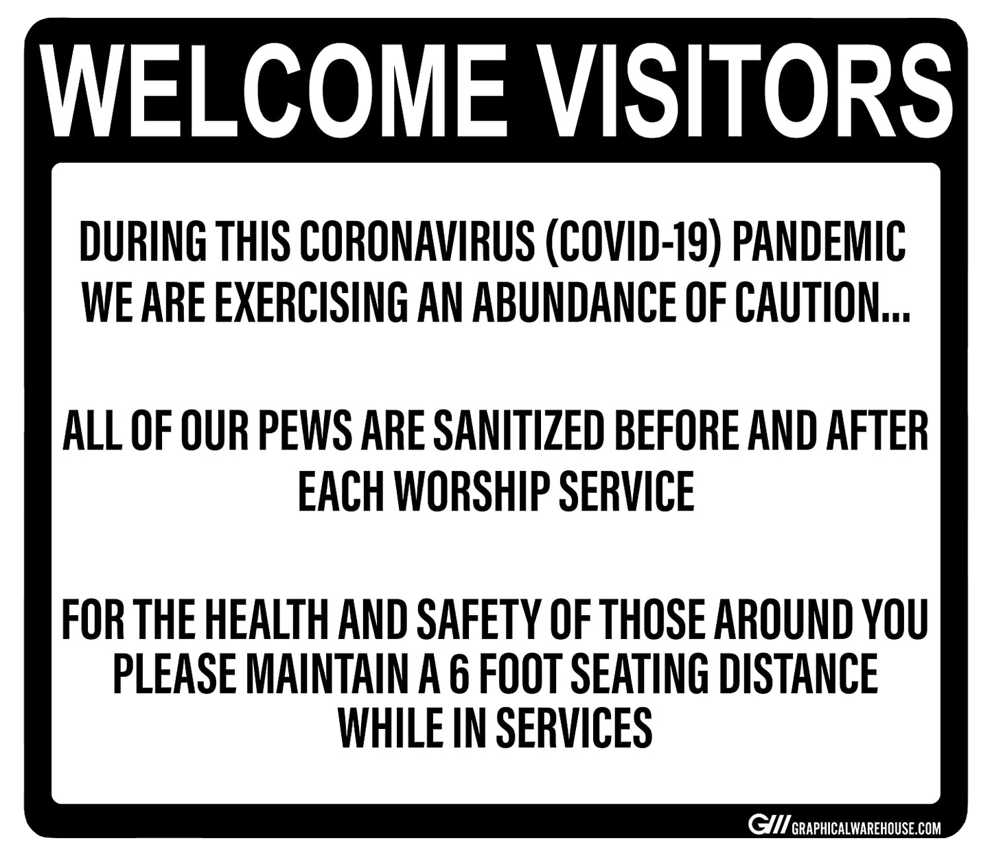 "Church, Sanitized Pews" Adhesive Durable Vinyl Decal- Various Sizes Available