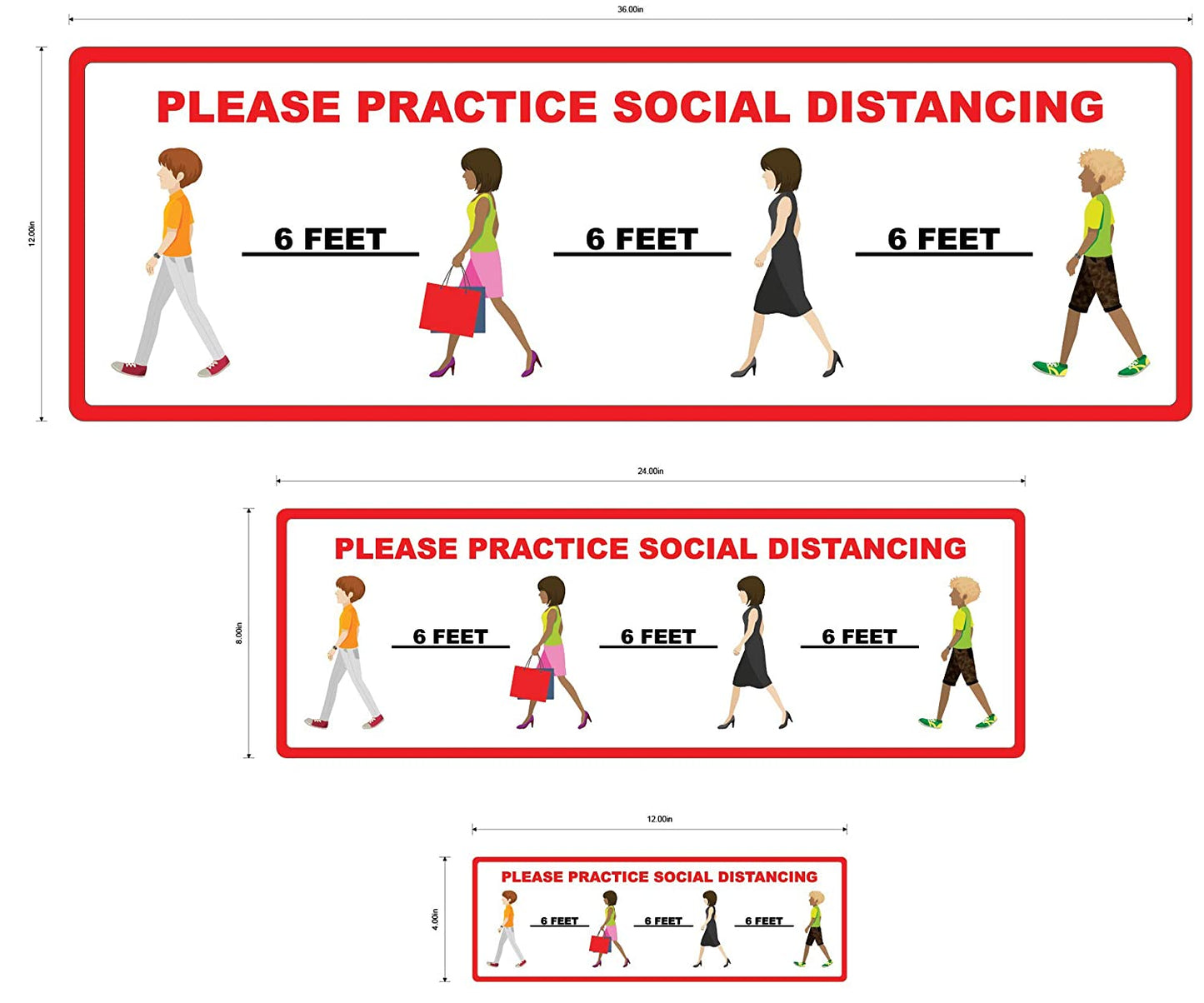 "Please Practice Social Distancing"Adhesive Durable Vinyl Decal- Various Sizes Available