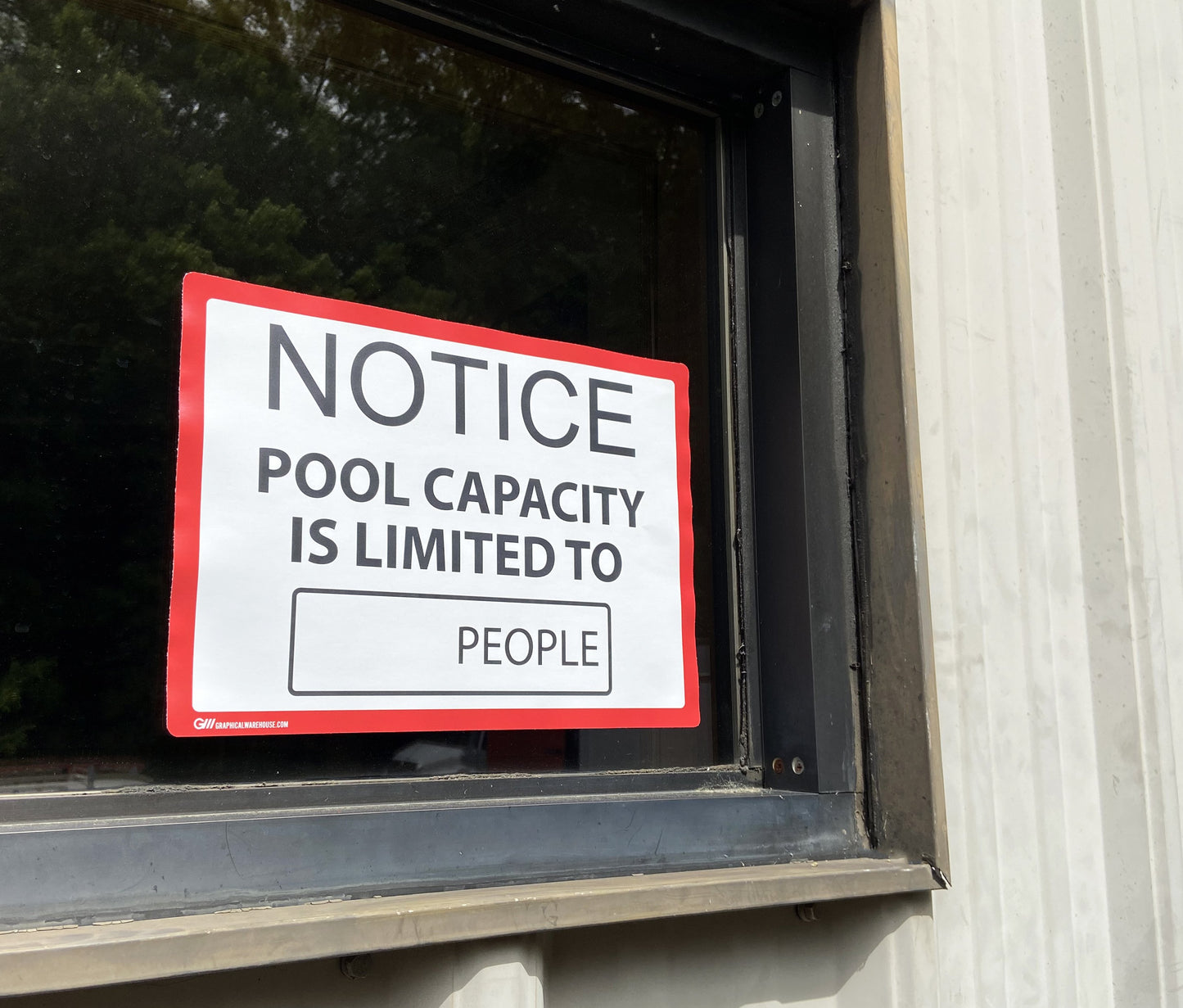 "Notice: Pool Capacity" Adhesive Durable Vinyl Decal- Various Colors Available- 14x10"