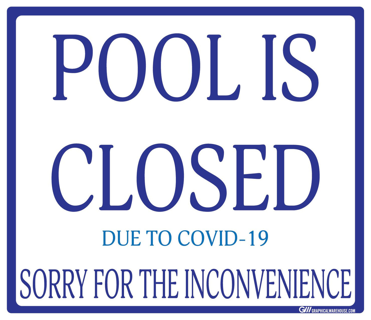 "Pool Is Closed Due To COVID-19" Adhesive Durable Vinyl Decal- Various Sizes/Colors Available