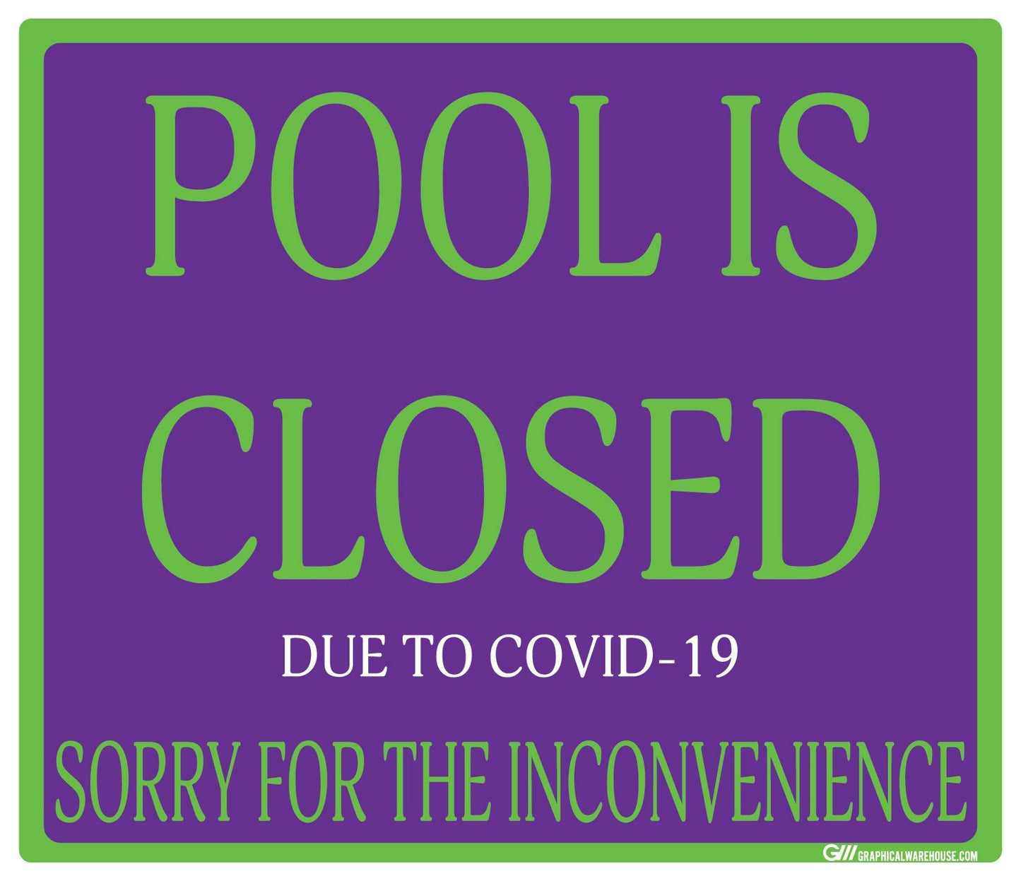 "Pool Is Closed Due To COVID-19" Adhesive Durable Vinyl Decal- Various Sizes/Colors Available
