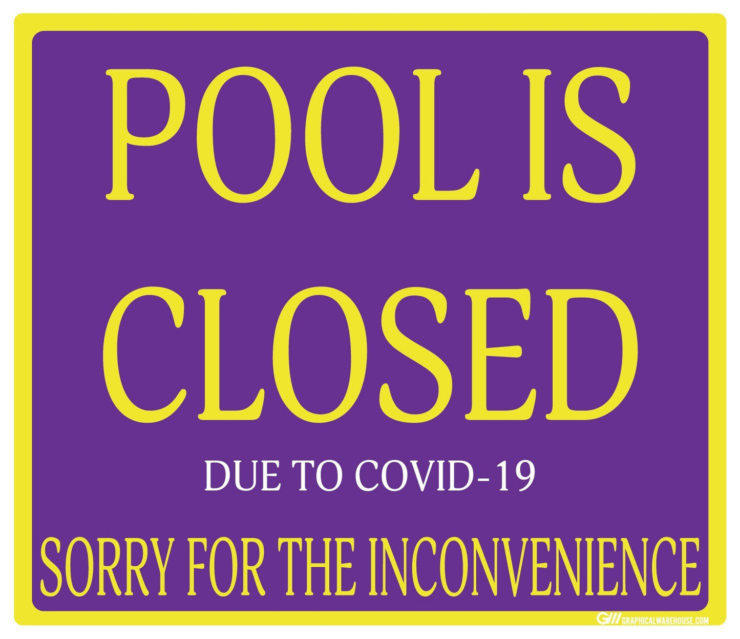 "Pool Is Closed Due To COVID-19" Adhesive Durable Vinyl Decal- Various Sizes/Colors Available