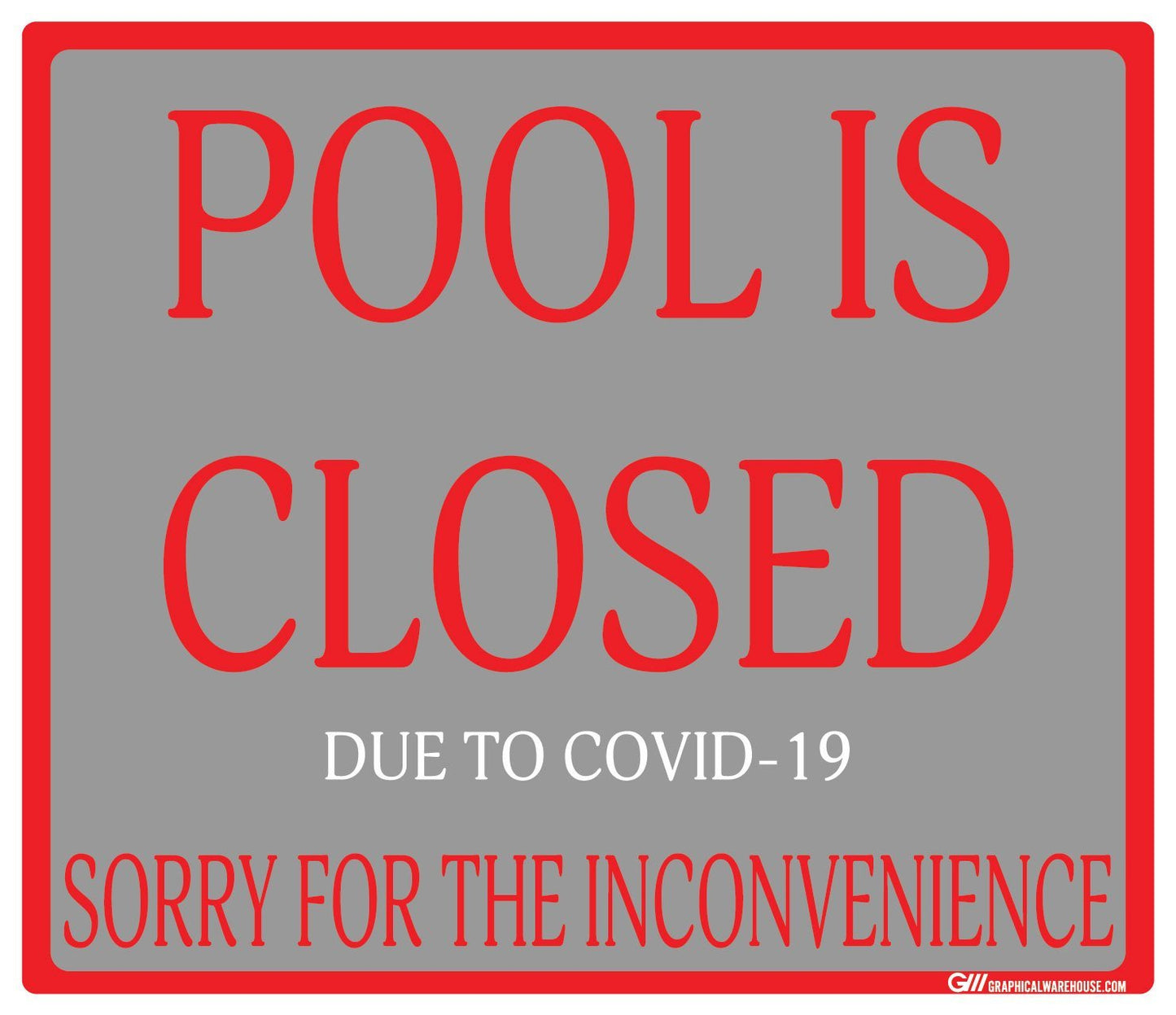 "Pool Is Closed Due To COVID-19" Adhesive Durable Vinyl Decal- Various Sizes/Colors Available