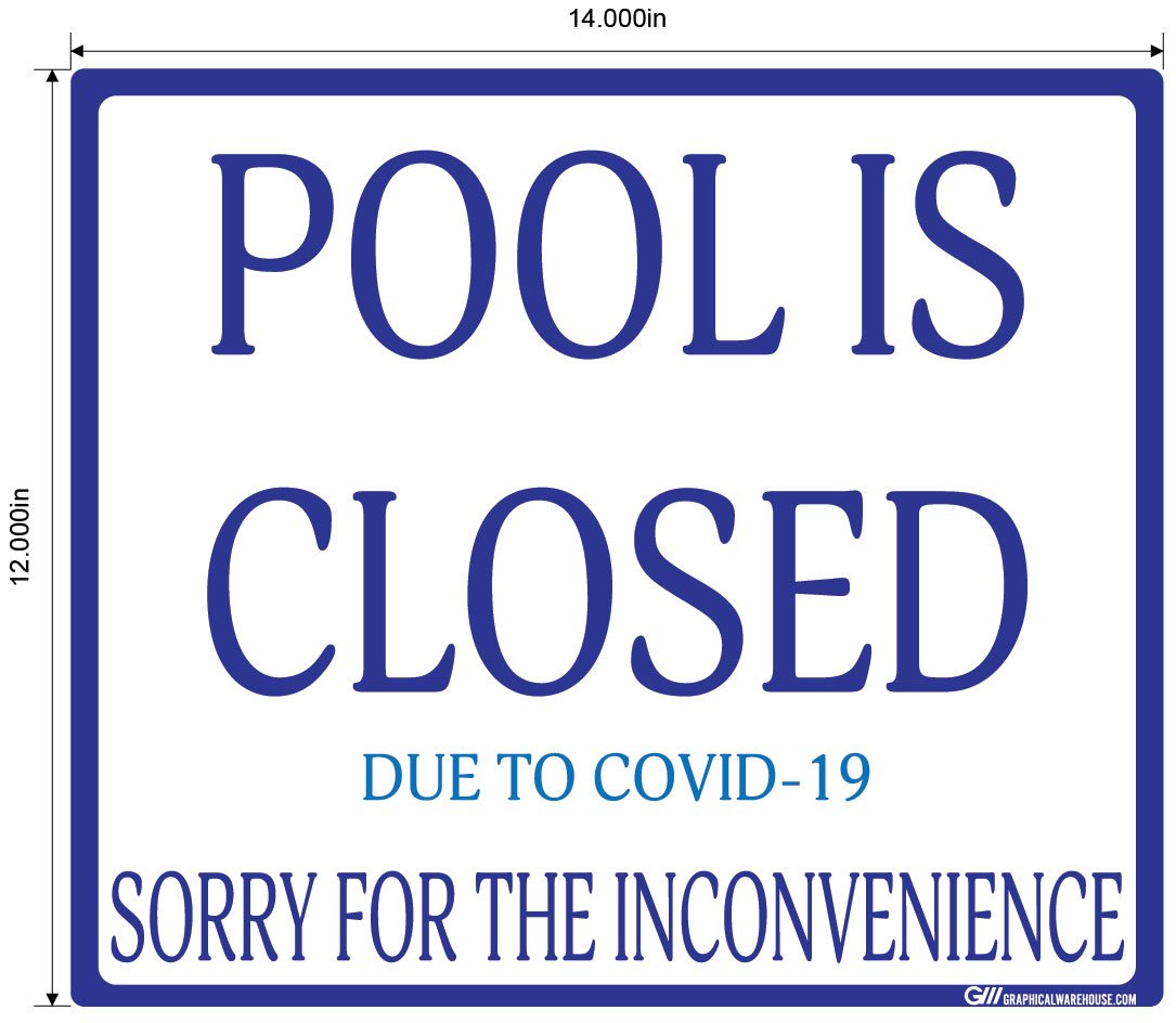 "Pool Is Closed Due To COVID-19" Adhesive Durable Vinyl Decal- Various Sizes/Colors Available
