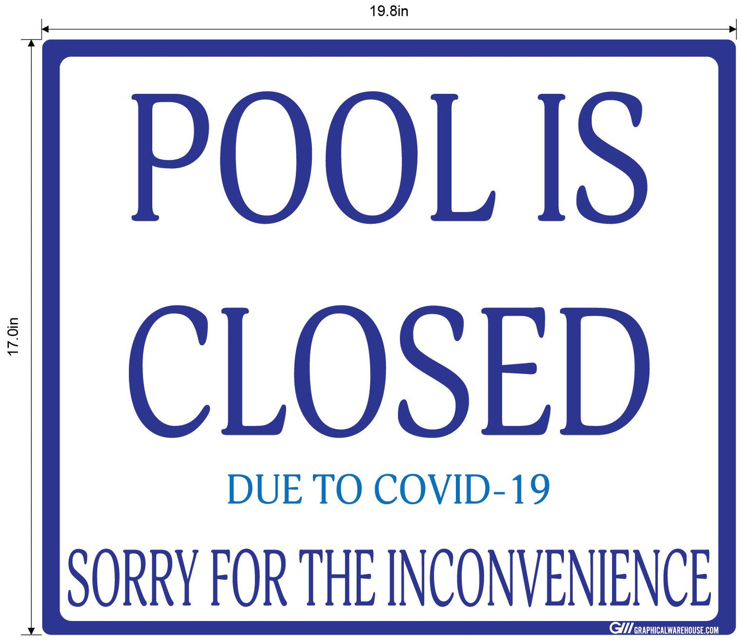 "Pool Is Closed Due To COVID-19" Adhesive Durable Vinyl Decal- Various Sizes/Colors Available