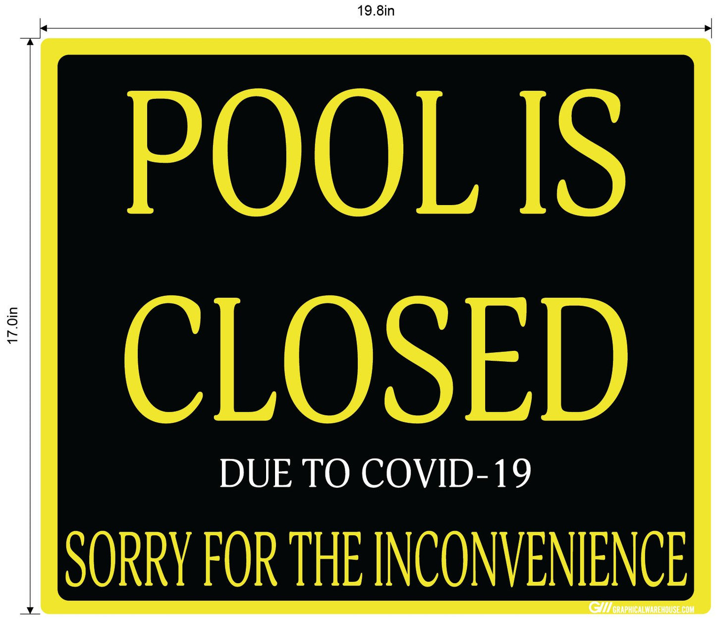 "Pool Is Closed Due To COVID-19" Adhesive Durable Vinyl Decal- Various Sizes/Colors Available