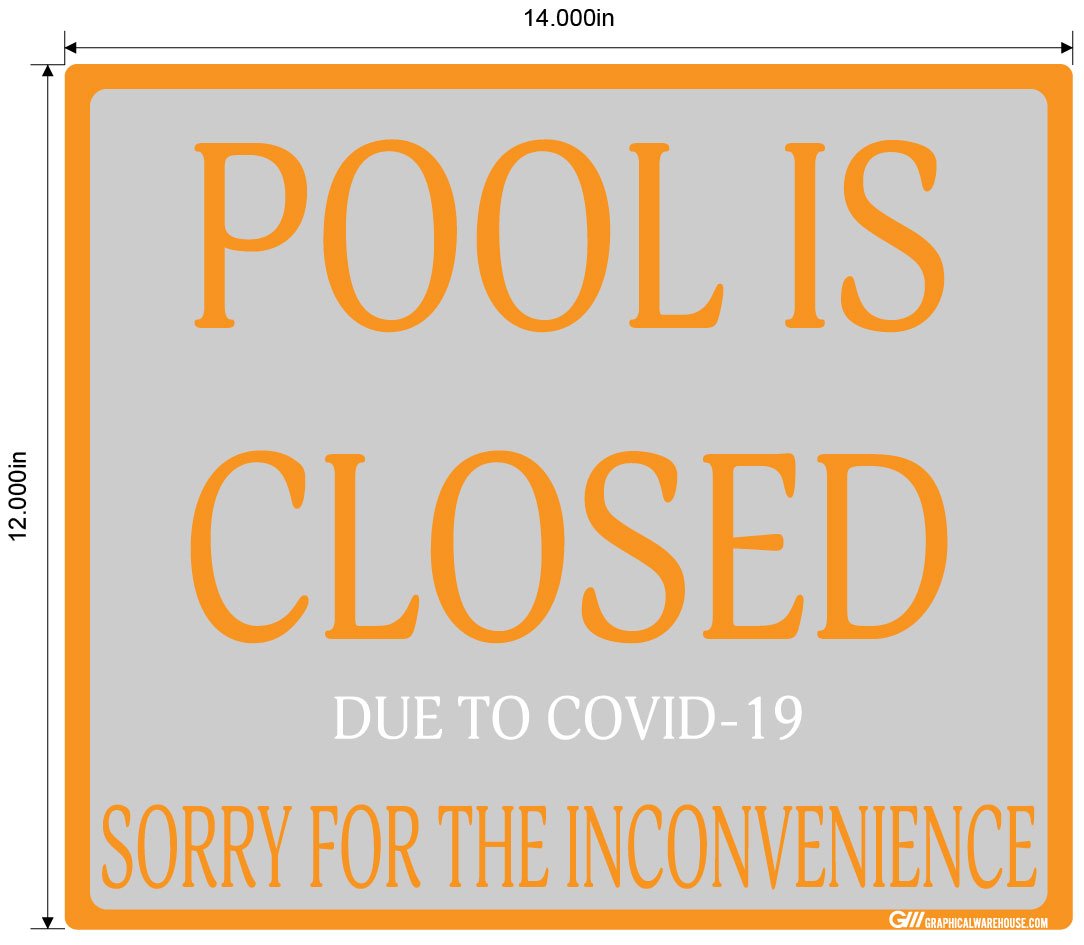 "Pool Is Closed Due To COVID-19" Adhesive Durable Vinyl Decal- Various Sizes/Colors Available
