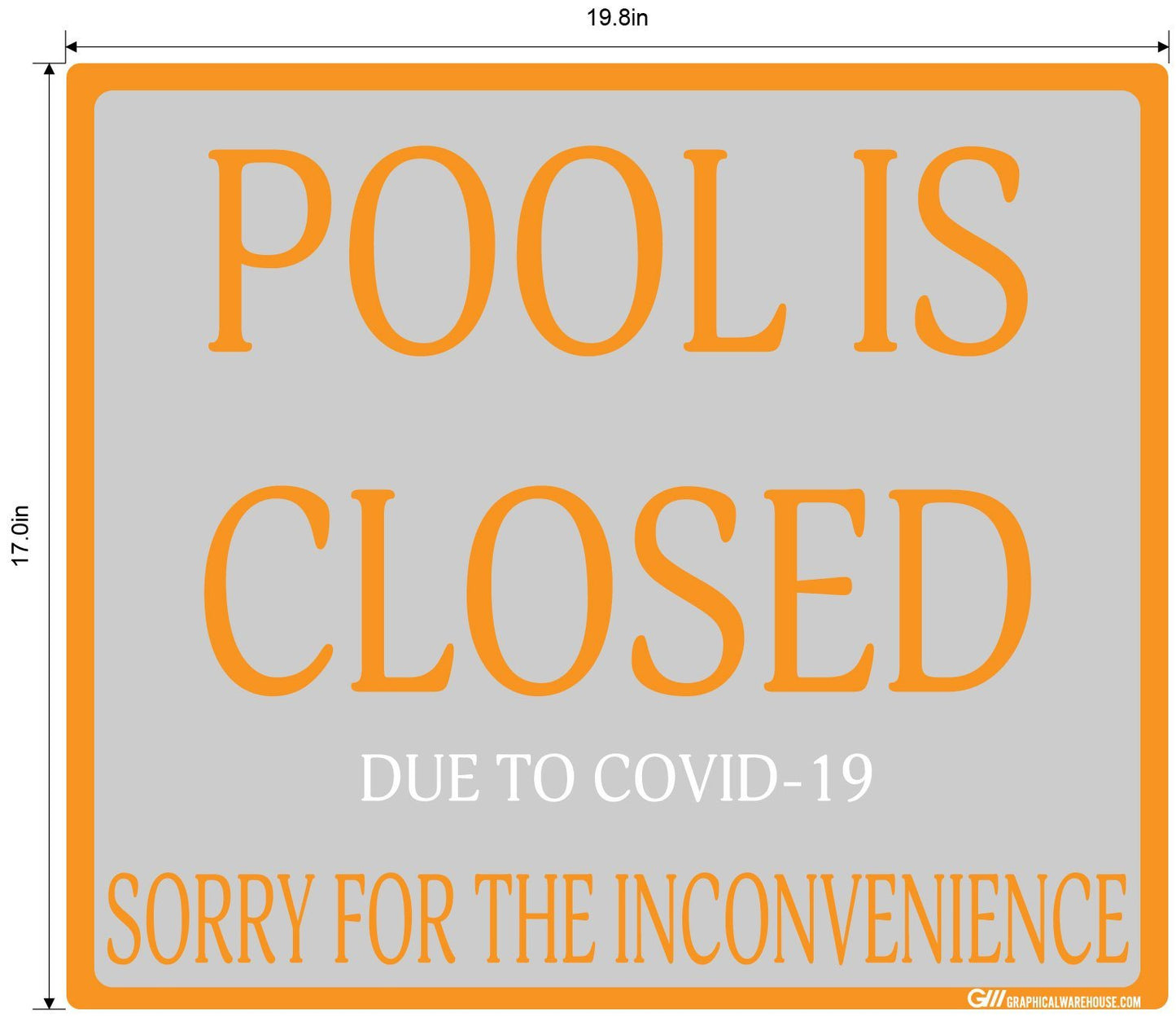 "Pool Is Closed Due To COVID-19" Adhesive Durable Vinyl Decal- Various Sizes/Colors Available