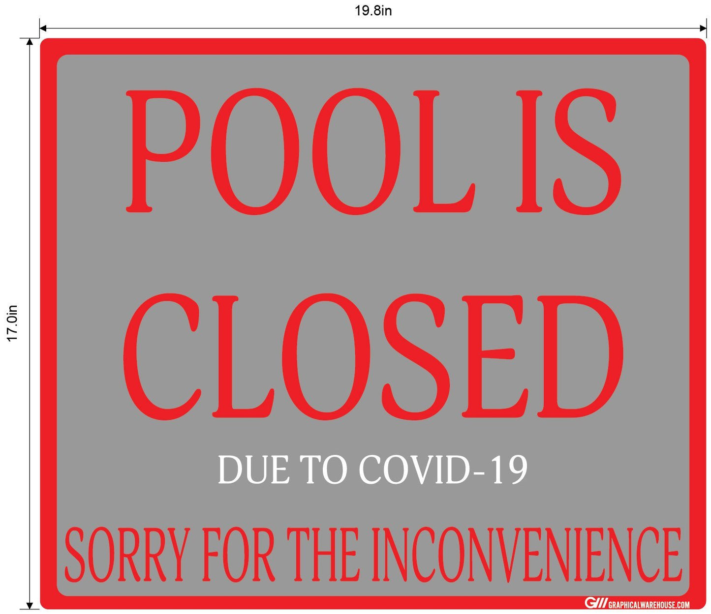 "Pool Is Closed Due To COVID-19" Adhesive Durable Vinyl Decal- Various Sizes/Colors Available