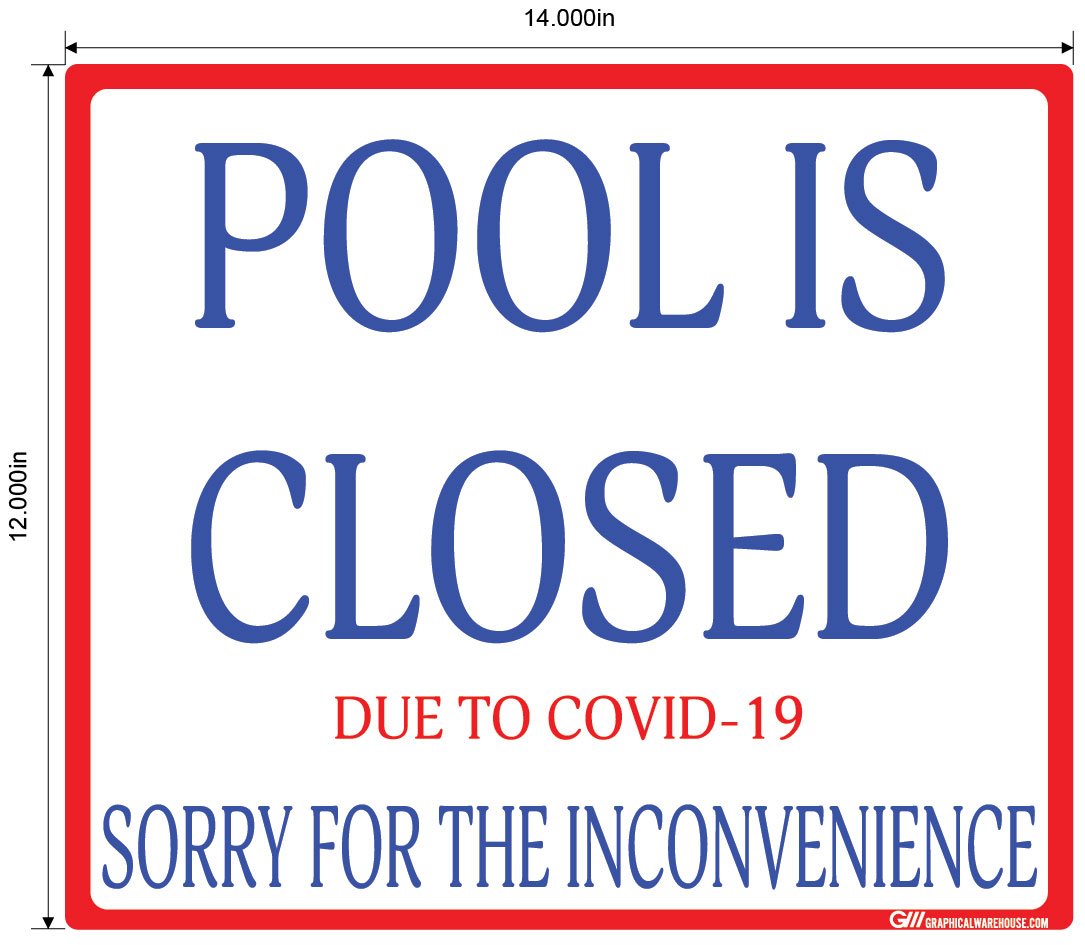 "Pool Is Closed Due To COVID-19" Adhesive Durable Vinyl Decal- Various Sizes/Colors Available