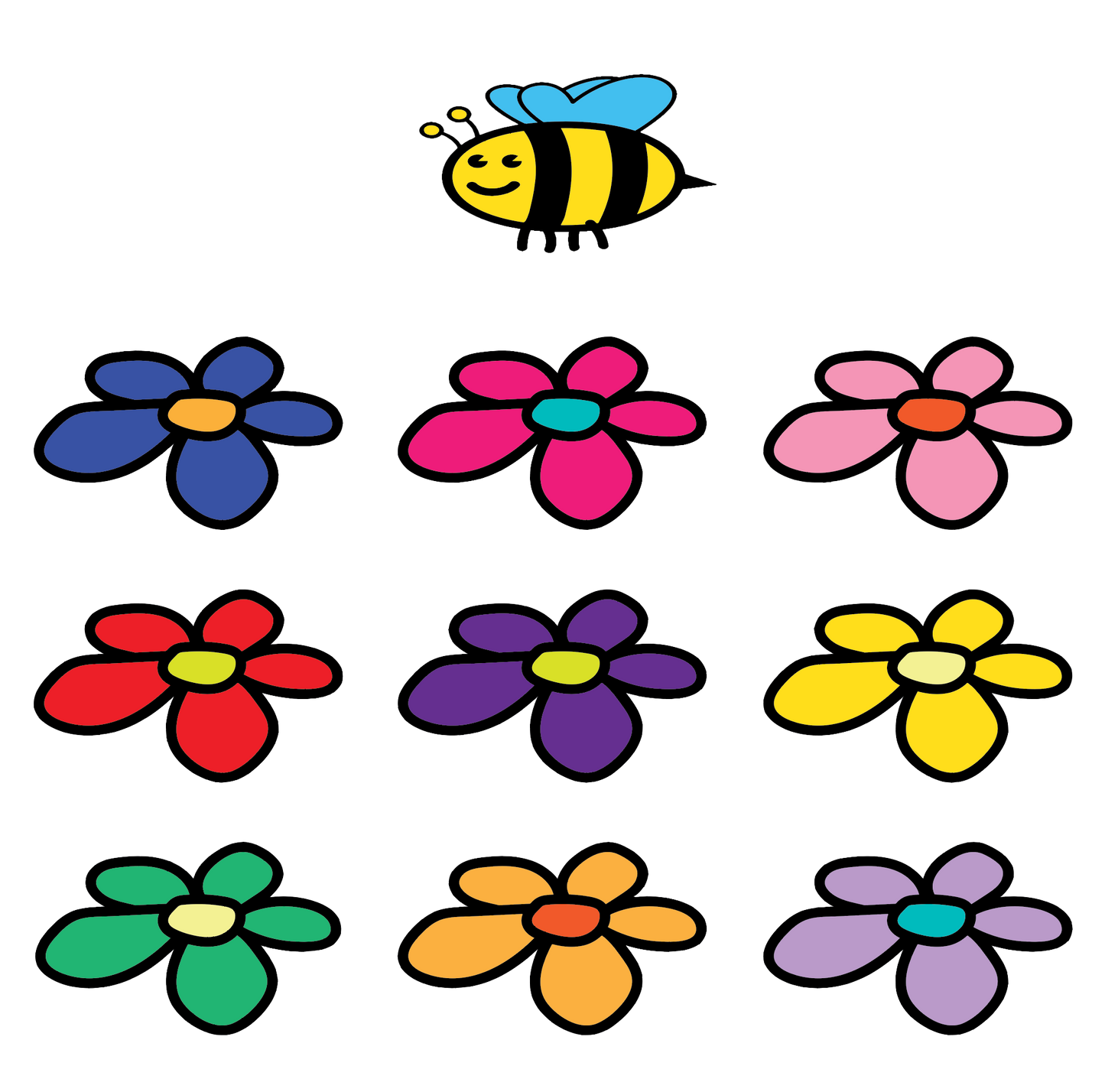 Preschool Social Distancing Floor Place Marker, Bee- Durable Matte Laminated Vinyl Floor Sign, Pack of 10- Various Sizes Available