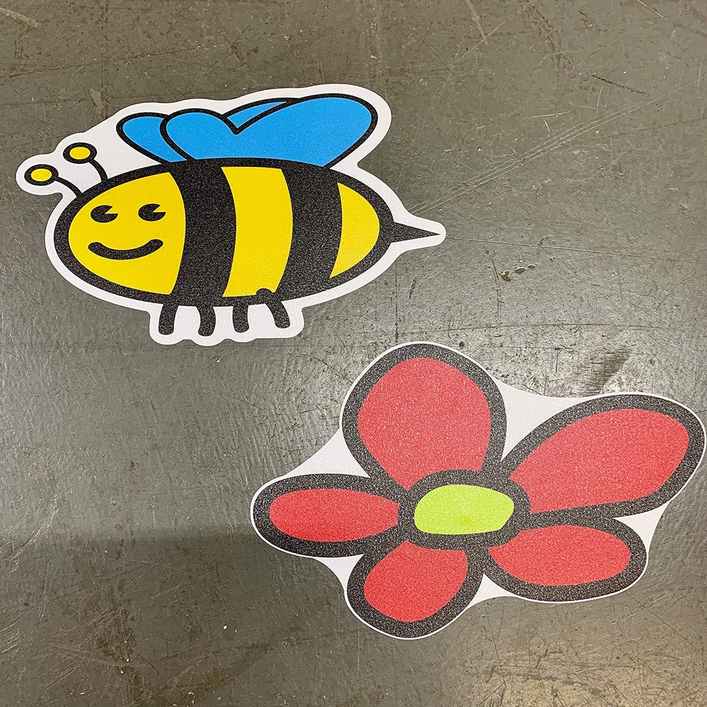 Preschool Social Distancing Floor Place Marker, Bee- Durable Matte Laminated Vinyl Floor Sign, Pack of 10- Various Sizes Available