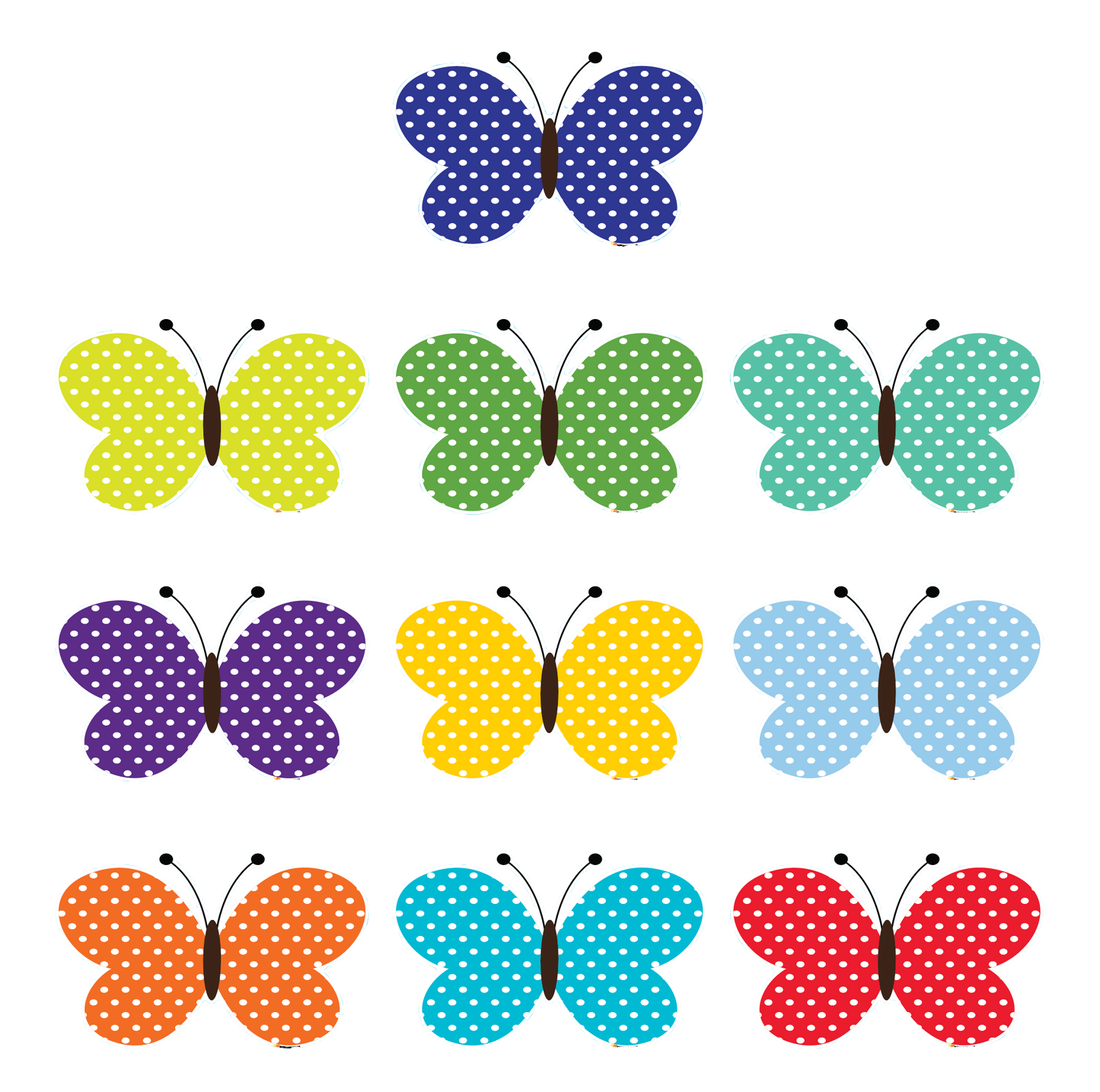 Preschool Social Distancing Floor Place Marker, Butterfly- Durable Matte Laminated Vinyl Floor Sign, Pack of 10- Various Sizes Available