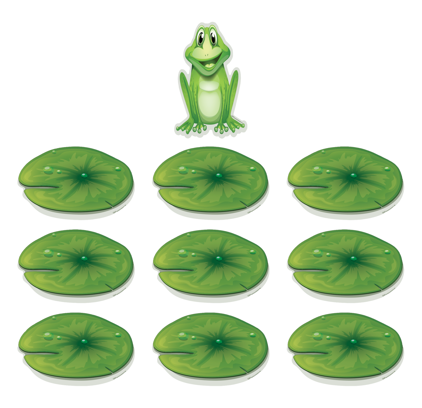 Preschool Social Distancing Floor Place Marker, Frog- Durable Matte Laminated Vinyl Floor Sign, Pack of 10- Various Sizes Available