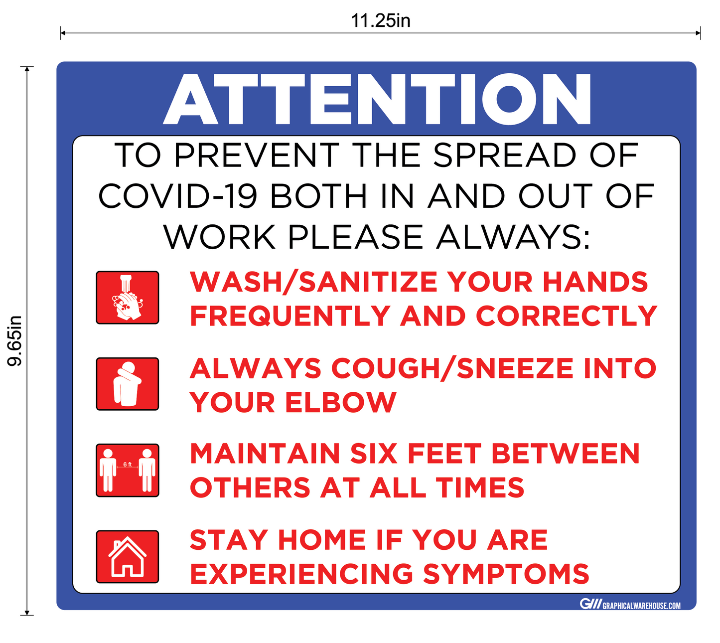 "Prevent the Spread" Adhesive Durable Vinyl Decal- Various Sizes/Colors Available