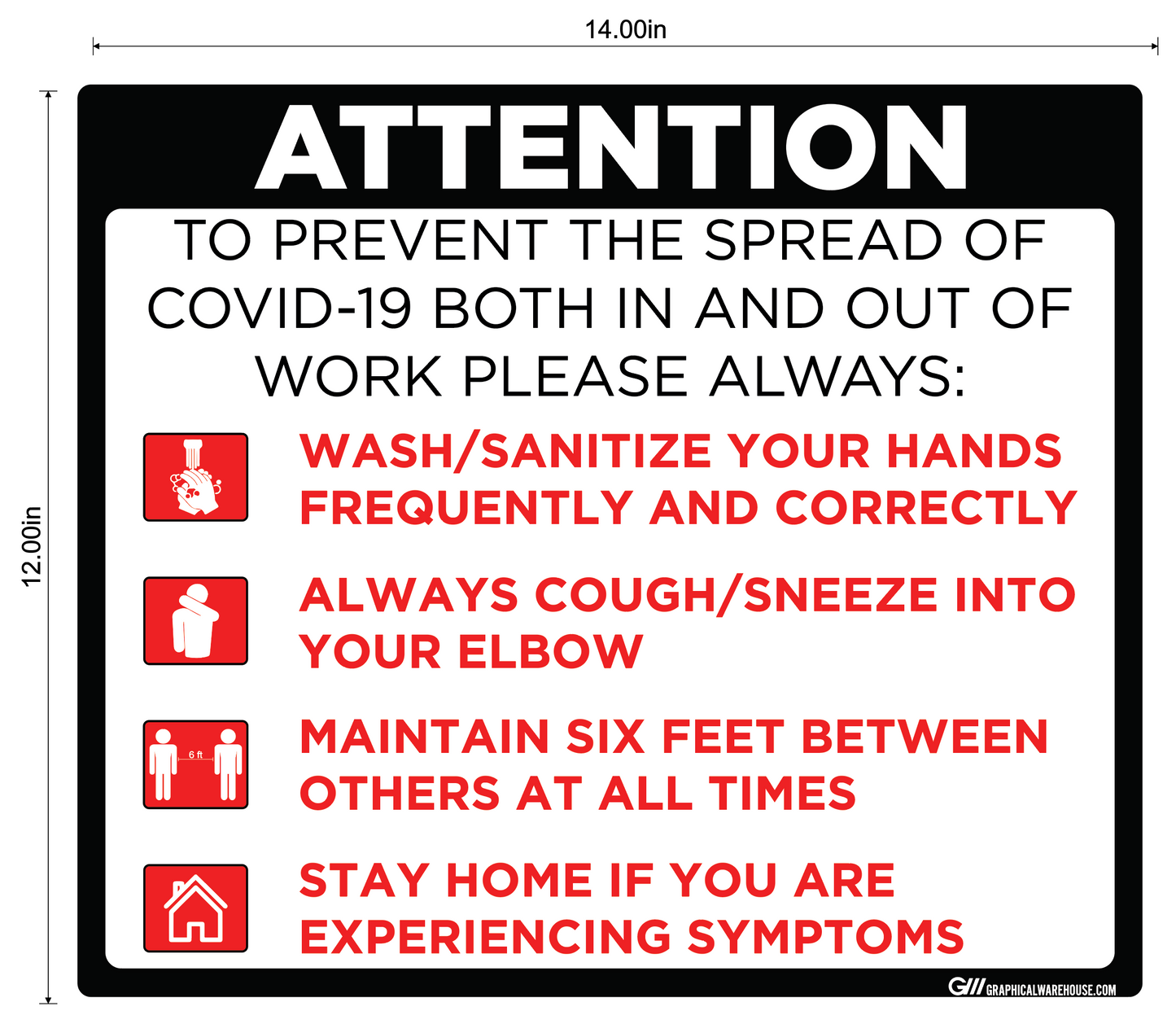 "Prevent the Spread" Adhesive Durable Vinyl Decal- Various Sizes/Colors Available