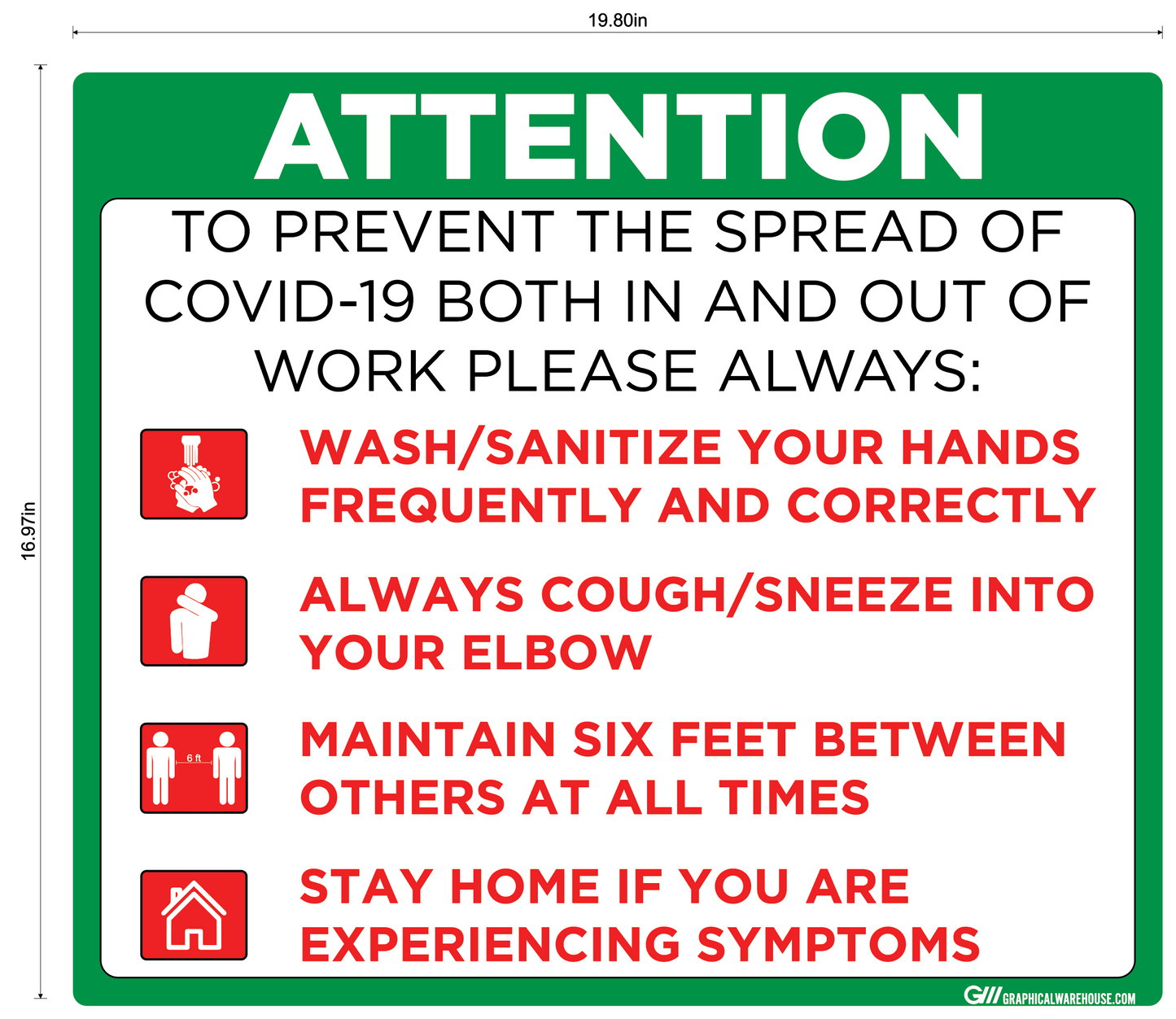 "Prevent the Spread" Adhesive Durable Vinyl Decal- Various Sizes/Colors Available