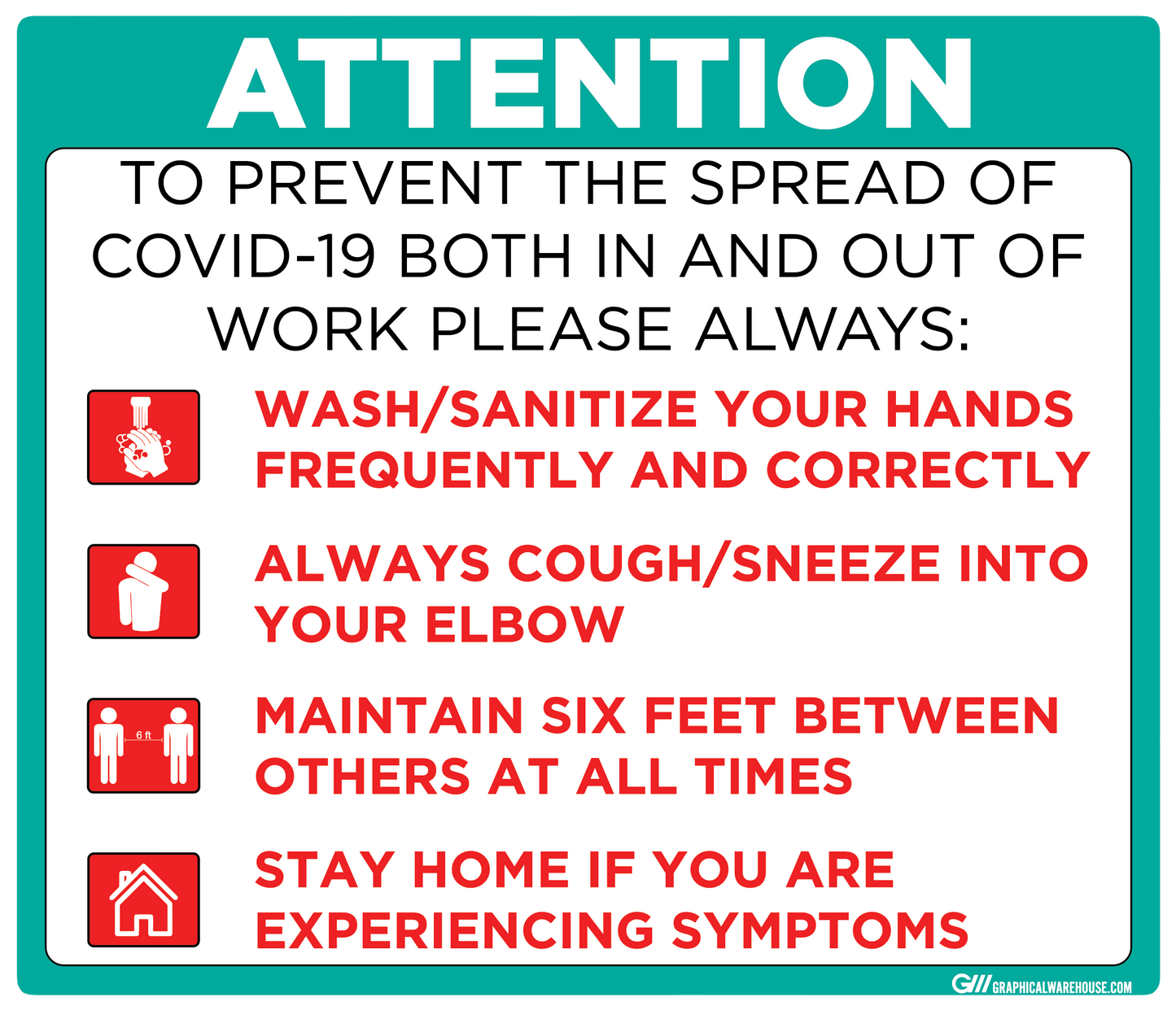 "Prevent the Spread" Adhesive Durable Vinyl Decal- Various Sizes/Colors Available