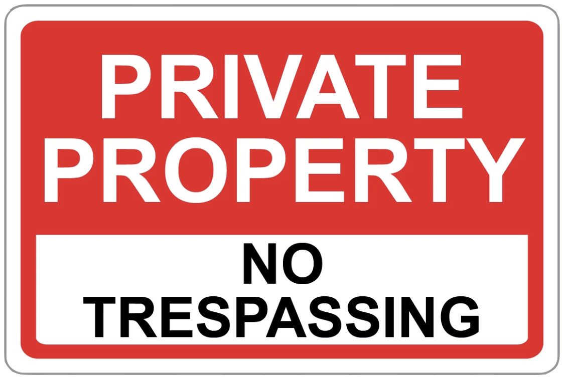 "Private Property No Trespassing" Laminated Aluminum Sign
