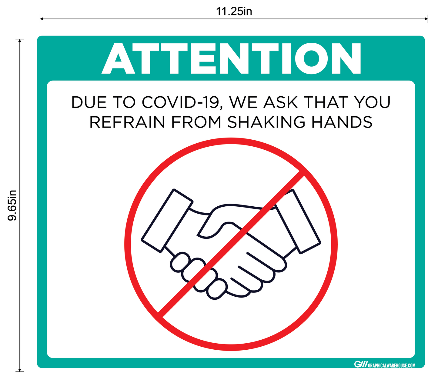 "Refrain From Shaking Hands" Adhesive Durable Vinyl Decal- Various Sizes/Colors Available