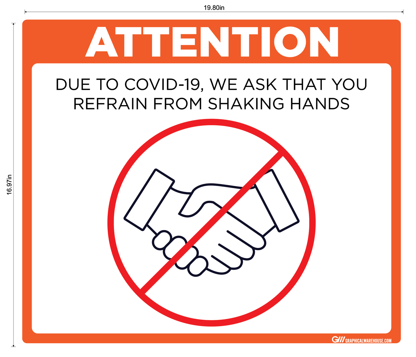"Refrain From Shaking Hands" Adhesive Durable Vinyl Decal- Various Sizes/Colors Available