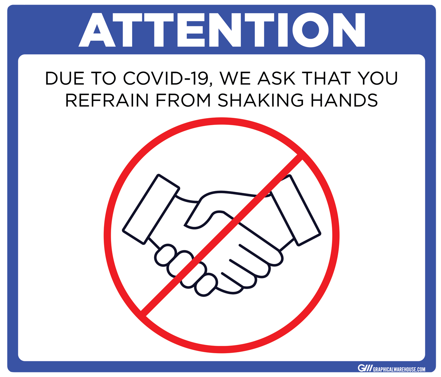 "Refrain From Shaking Hands" Adhesive Durable Vinyl Decal- Various Sizes/Colors Available
