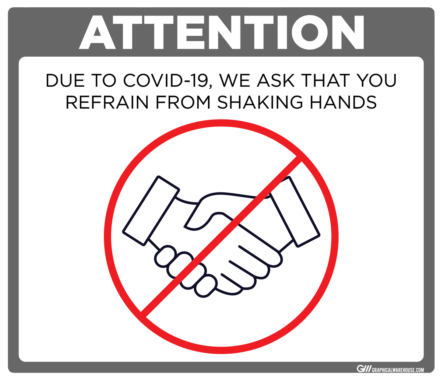 "Refrain From Shaking Hands" Adhesive Durable Vinyl Decal- Various Sizes/Colors Available