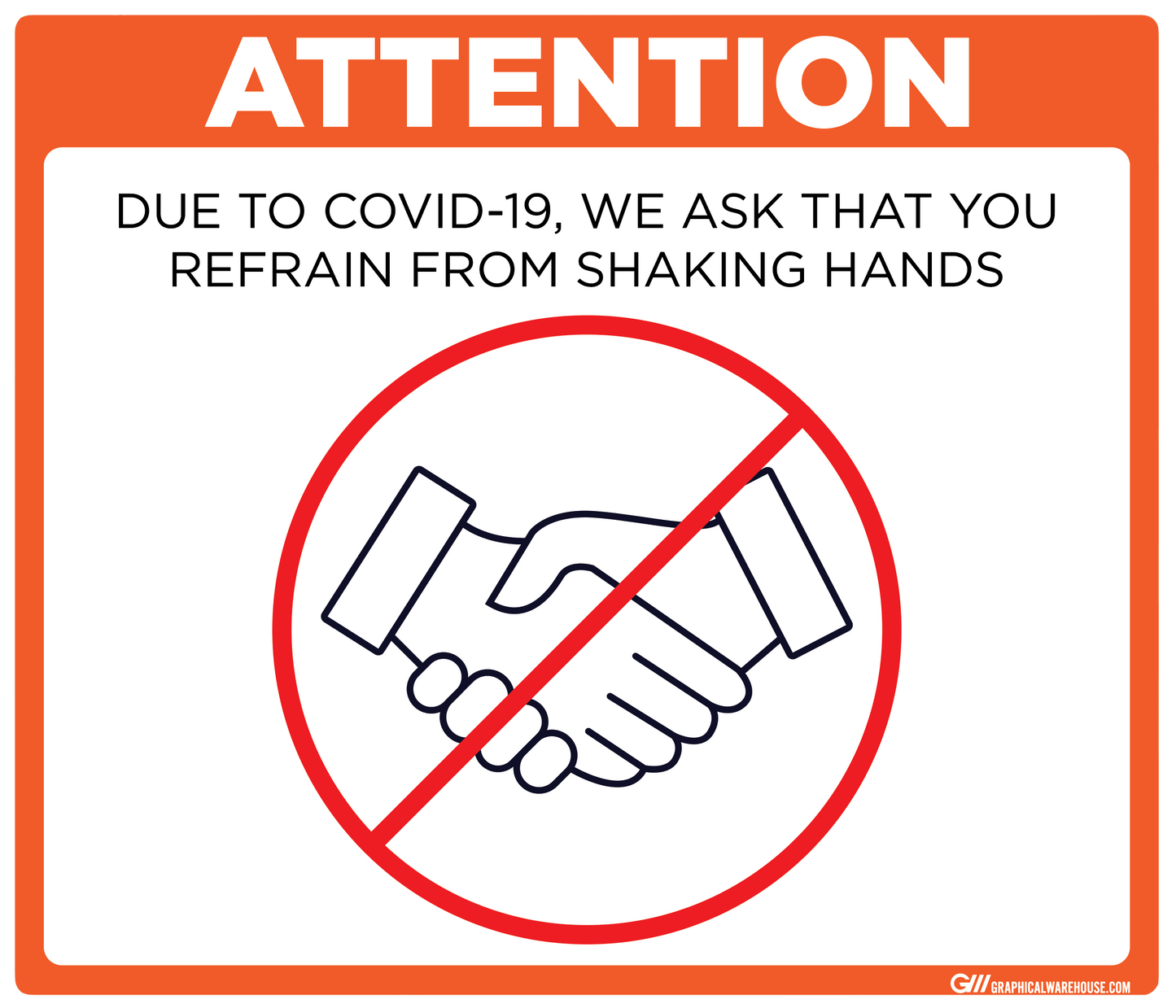"Refrain From Shaking Hands" Adhesive Durable Vinyl Decal- Various Sizes/Colors Available