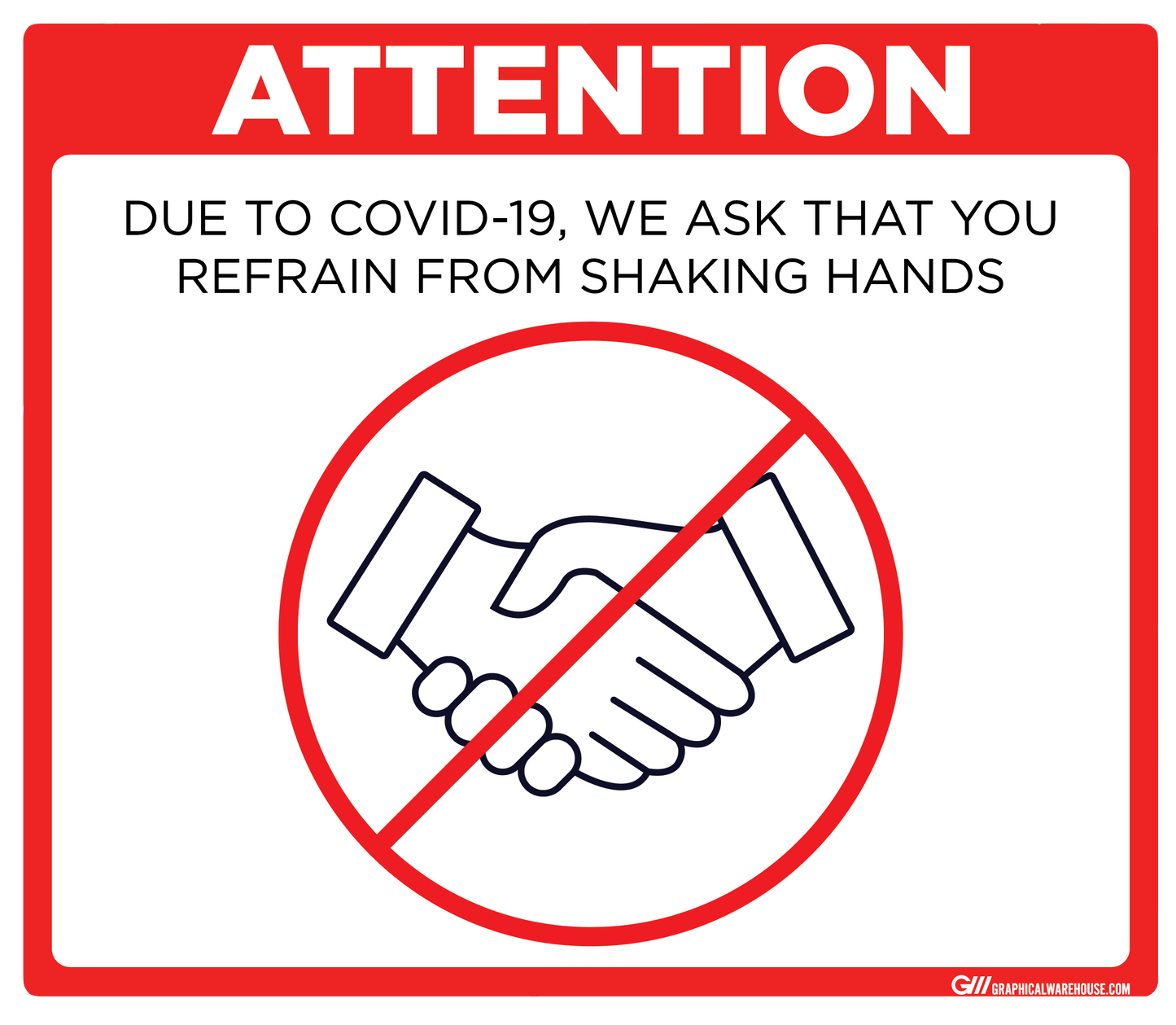 "Refrain From Shaking Hands" Adhesive Durable Vinyl Decal- Various Sizes/Colors Available
