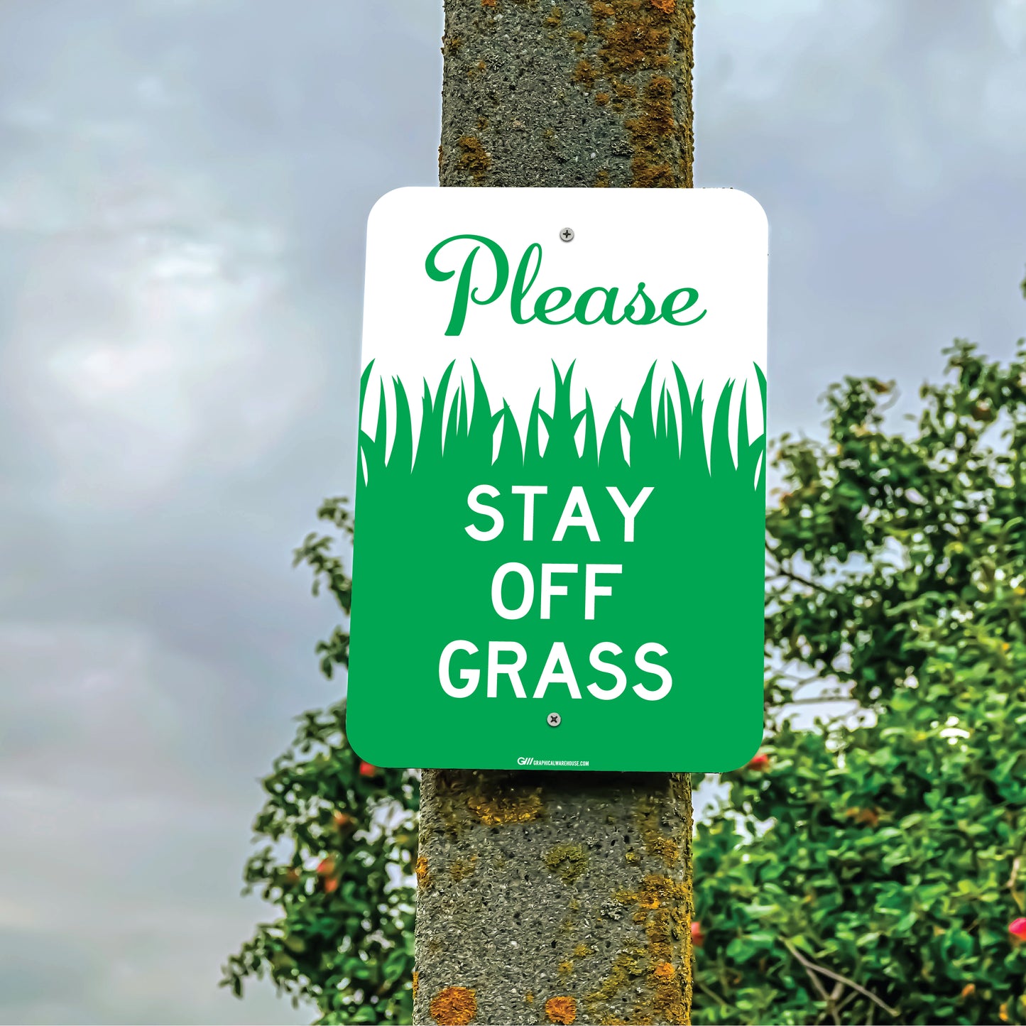 "Please, Stay Off Grass" Laminated Aluminum Sign, 12x18"