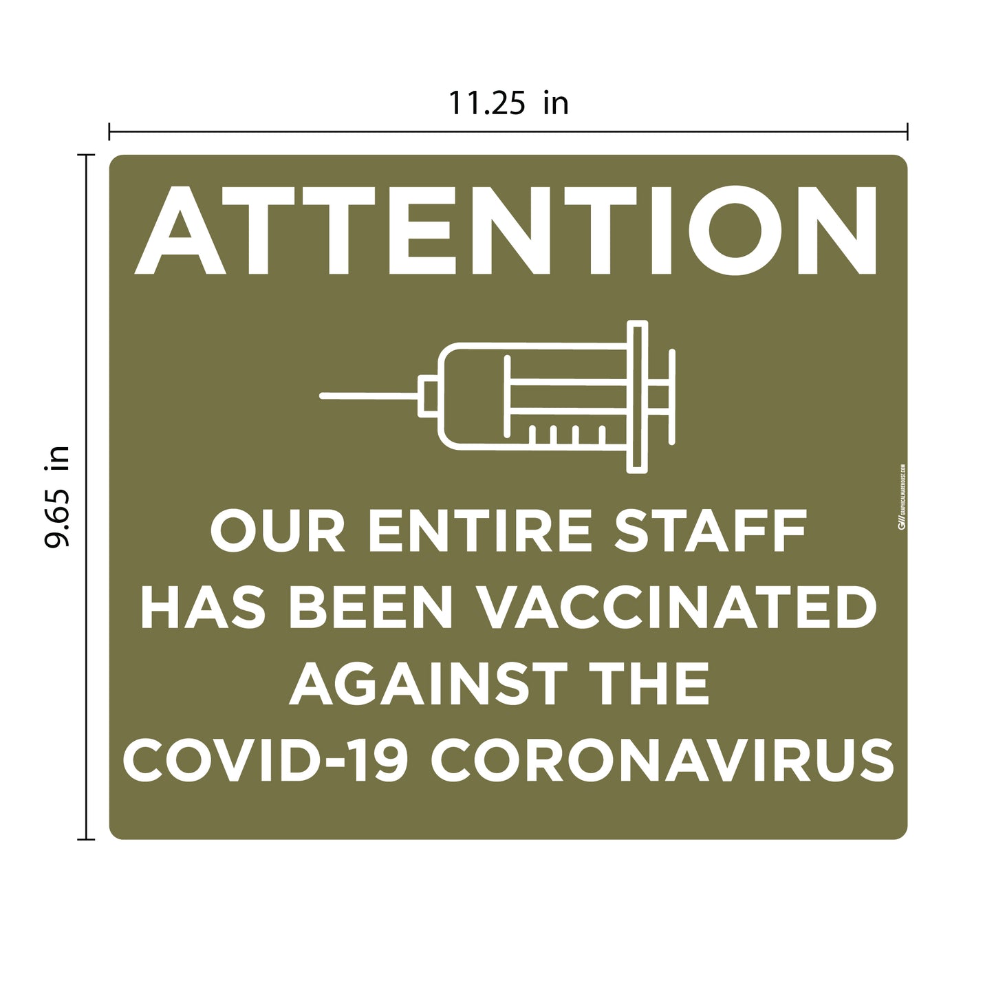 "Staff has been Vaccinated" Version 2, Adhesive Durable Vinyl Decal- Various Sizes/Colors Available