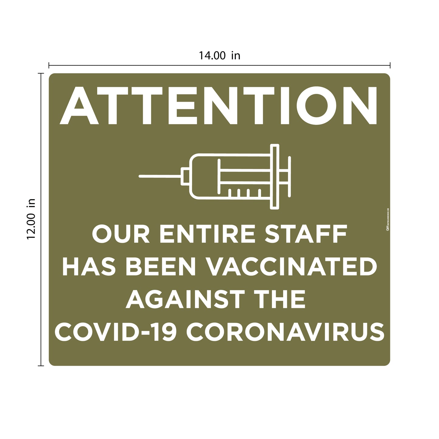 "Staff has been Vaccinated" Version 2, Adhesive Durable Vinyl Decal- Various Sizes/Colors Available