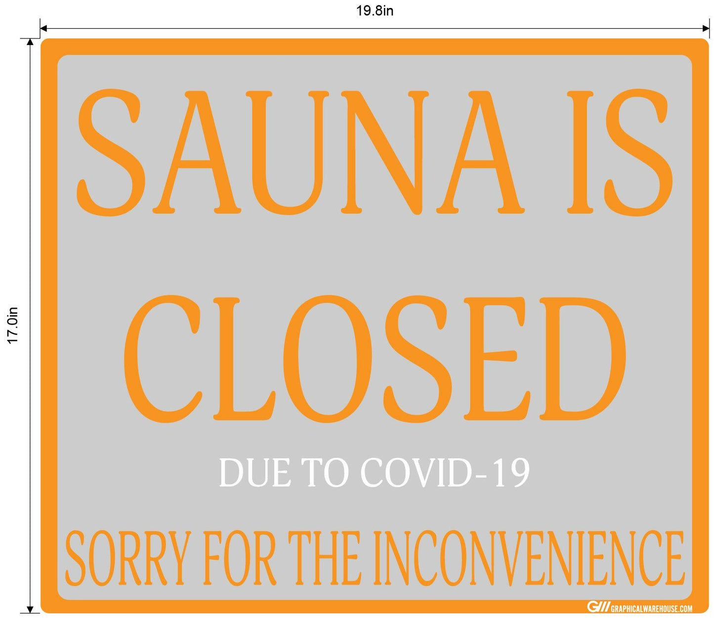 "Sauna Is Closed Due To COVID-19" Adhesive Durable Vinyl Decal- Various Sizes/Colors Available