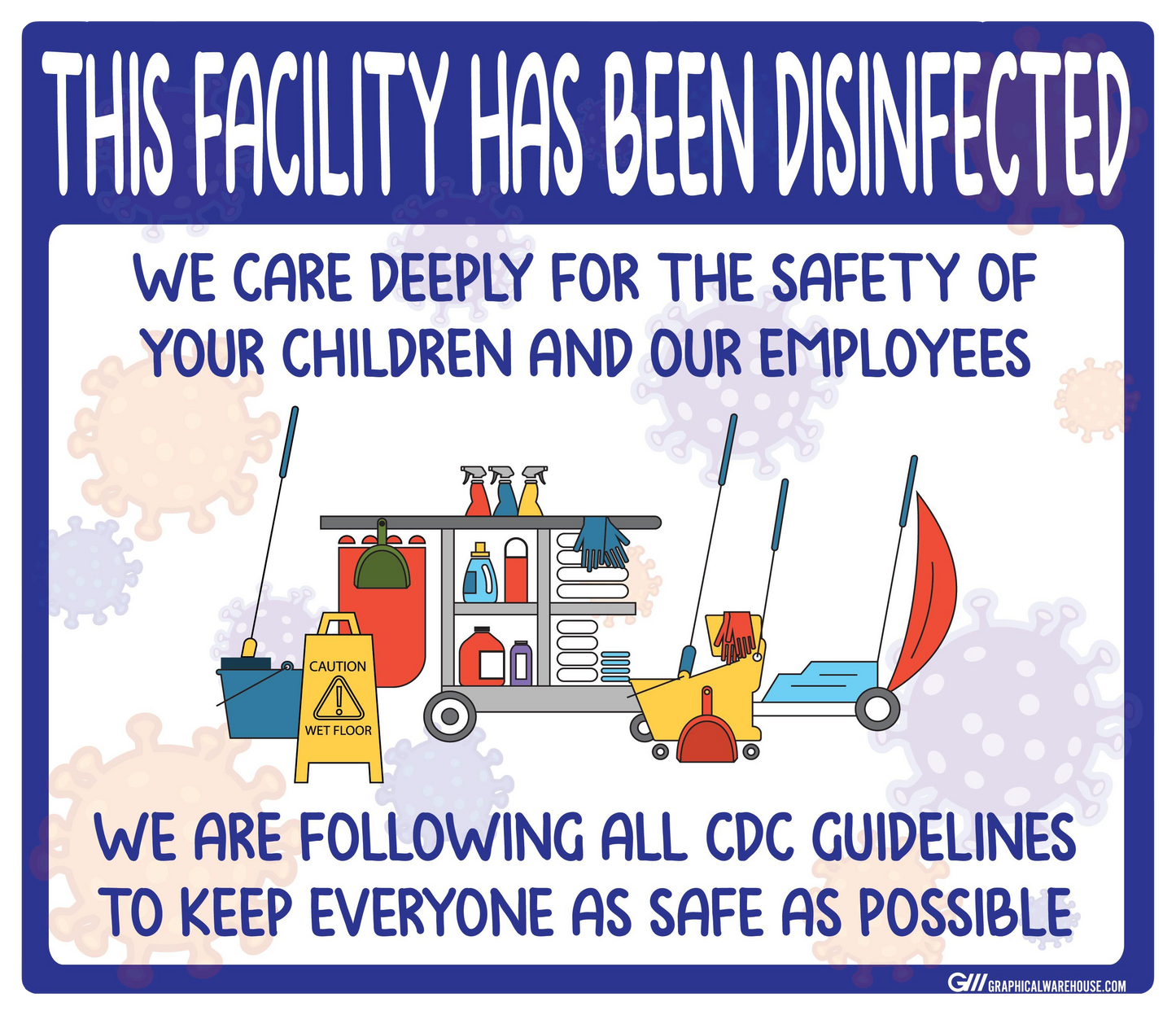 "Facility Disinfected for the Safety of your Children" Version 1- Adhesive Durable Vinyl Decal- Various Sizes Available