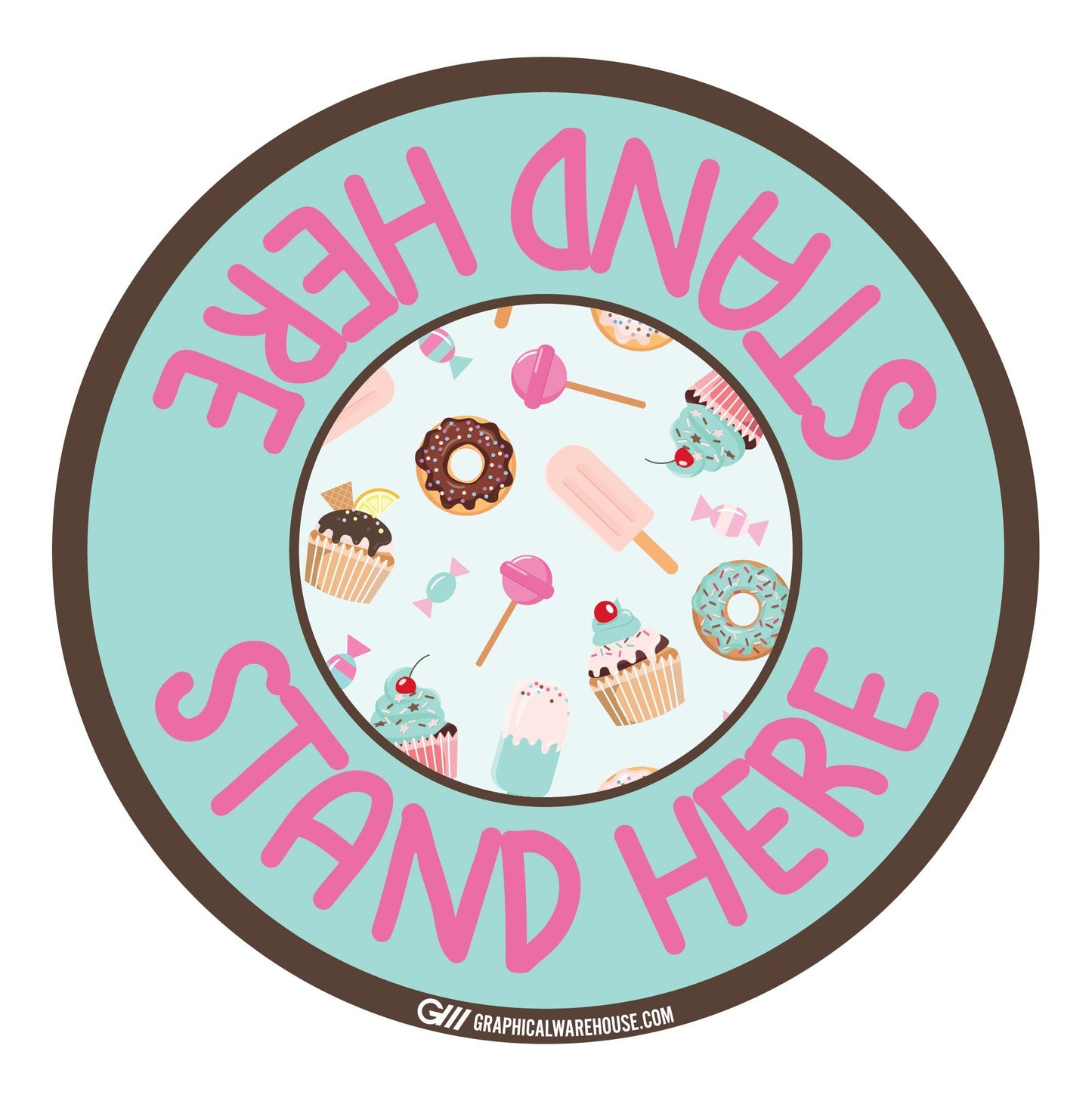 "Stand Here" Kids Social Distancing, 10 Pack- Durable Matte Laminated Vinyl Floor Sign- Various Sizes/Designs Available