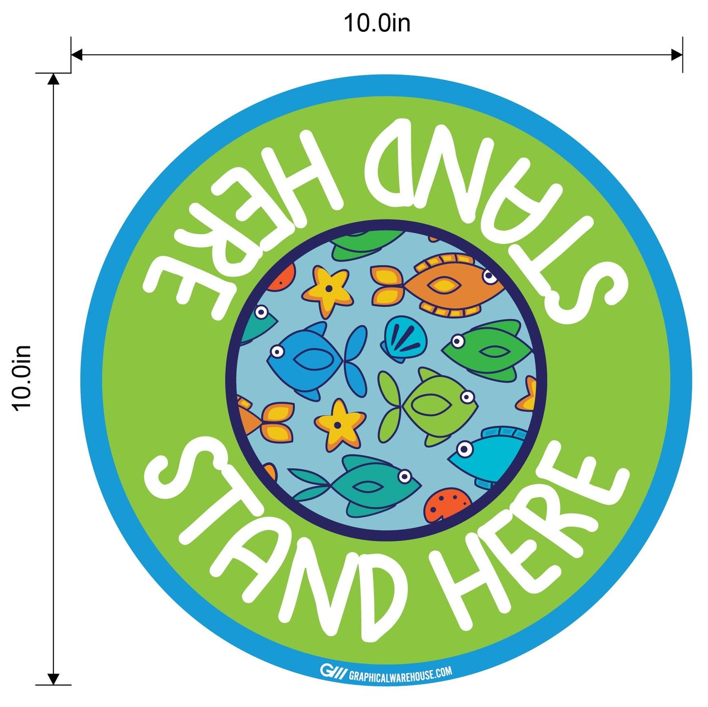 "Stand Here" Kids Social Distancing, 10 Pack- Durable Matte Laminated Vinyl Floor Sign- Various Sizes/Designs Available