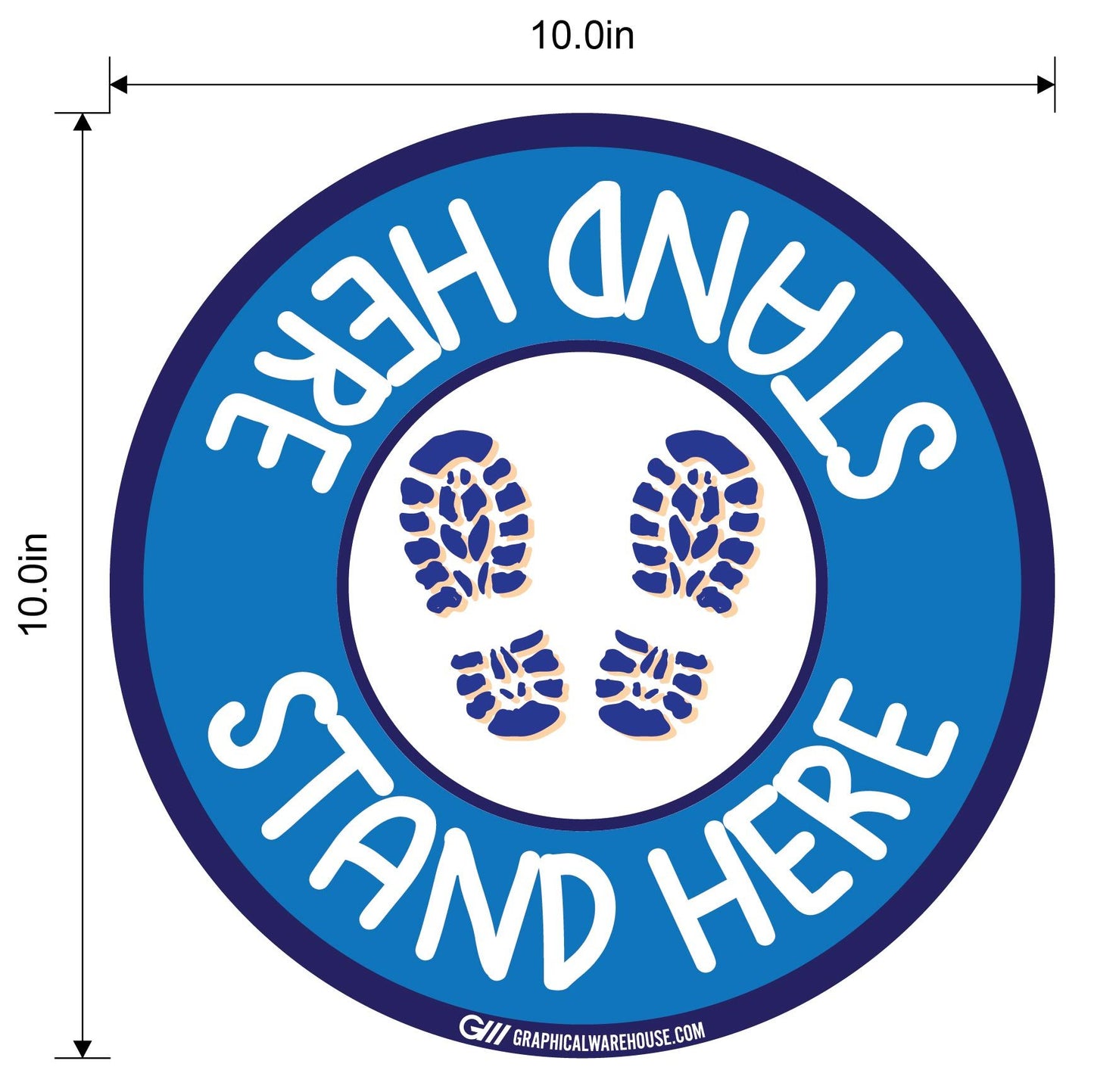 "Stand Here" Kids Social Distancing, 10 Pack- Durable Matte Laminated Vinyl Floor Sign- Various Sizes/Designs Available