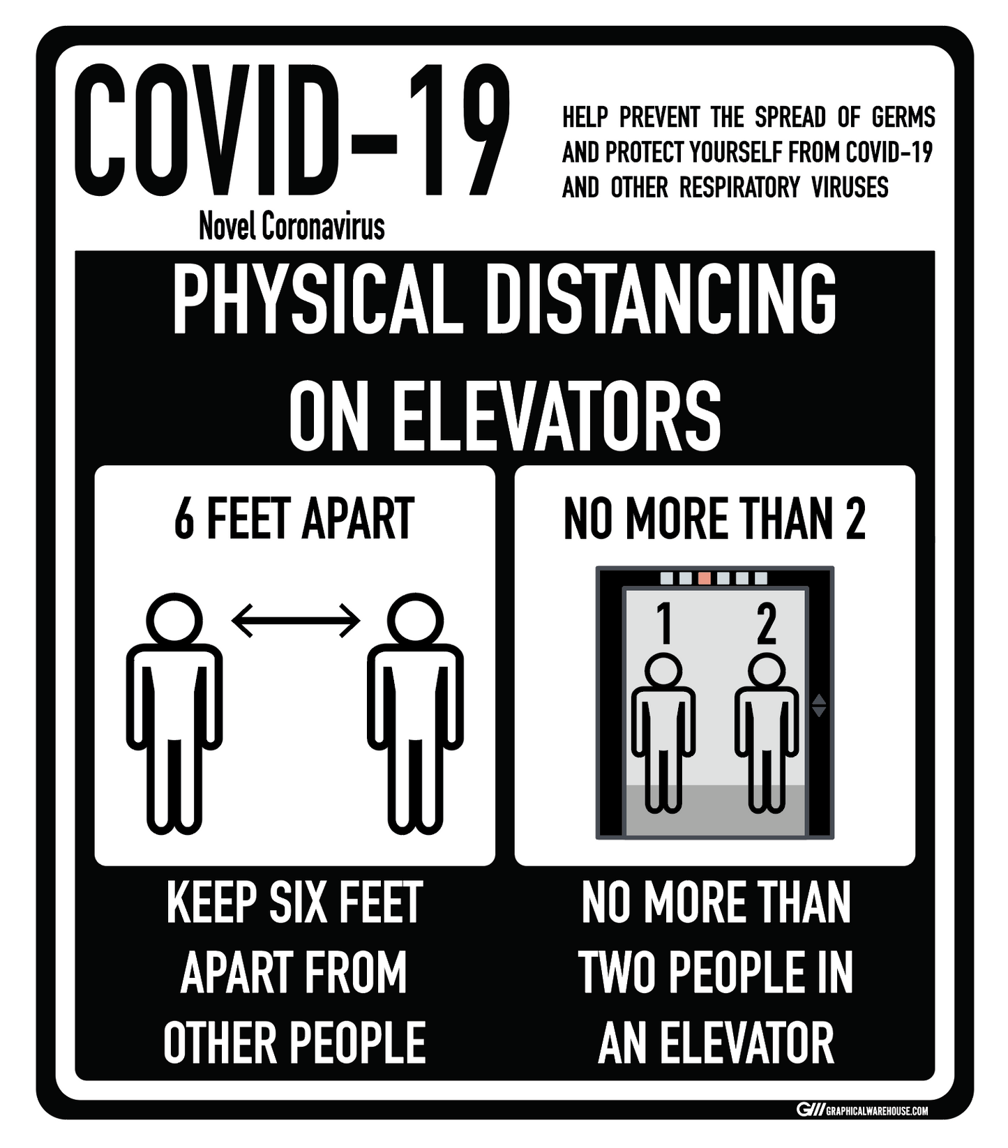 "Social Distancing On Elevators" Adhesive Durable Vinyl Decal- Various Sizes/Colors Available