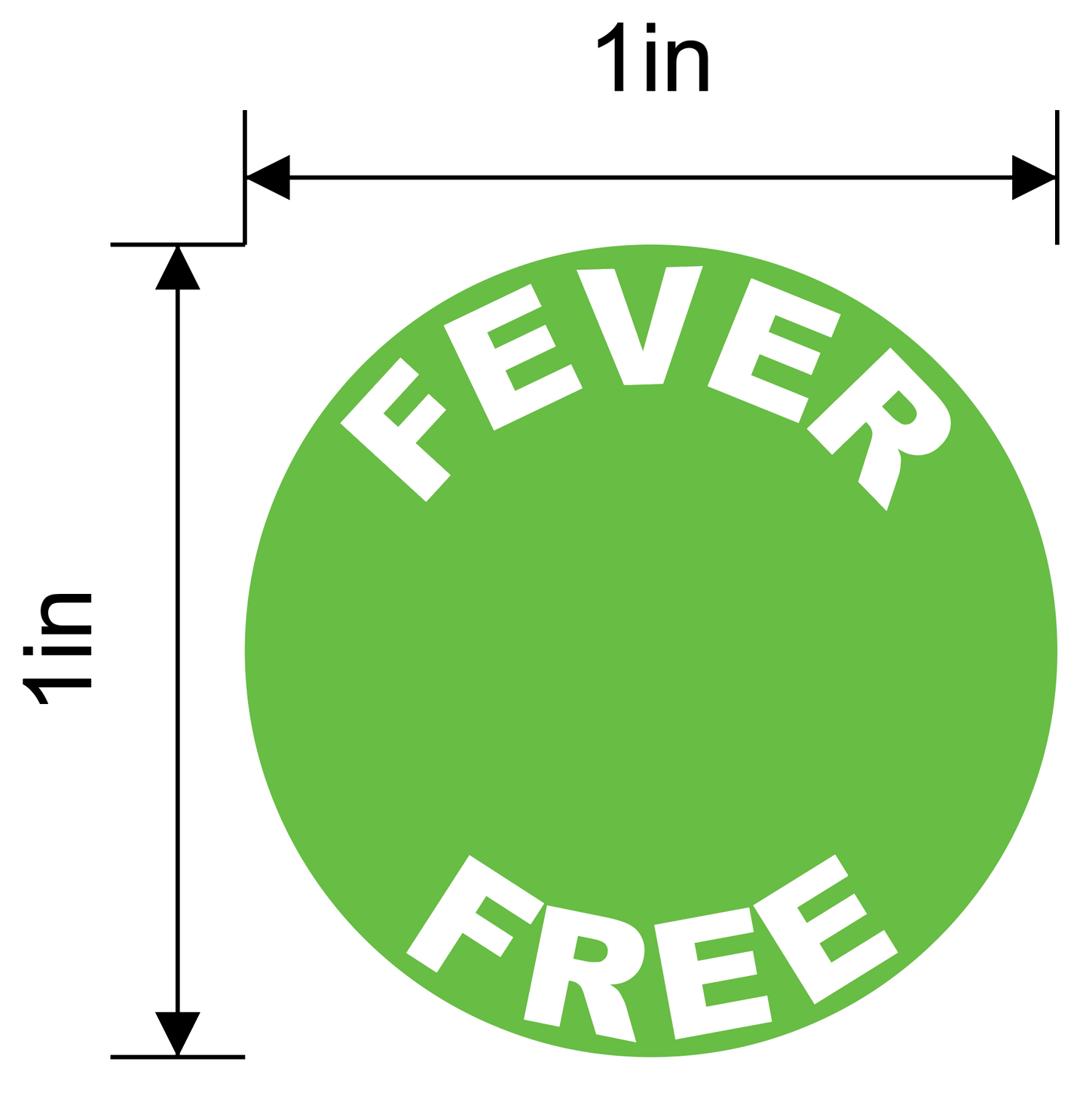 "Fever Free" Daily Temperature Screening, Temperature Check Point- Adhesive Durable Vinyl Sticker Pack- 1x1”