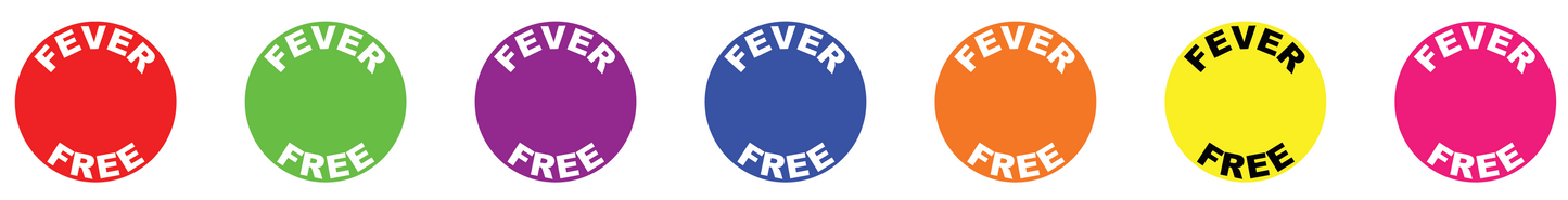 "Fever Free" Daily Temperature Screening, Temperature Check Point- Adhesive Durable Vinyl Sticker Pack- 1x1”